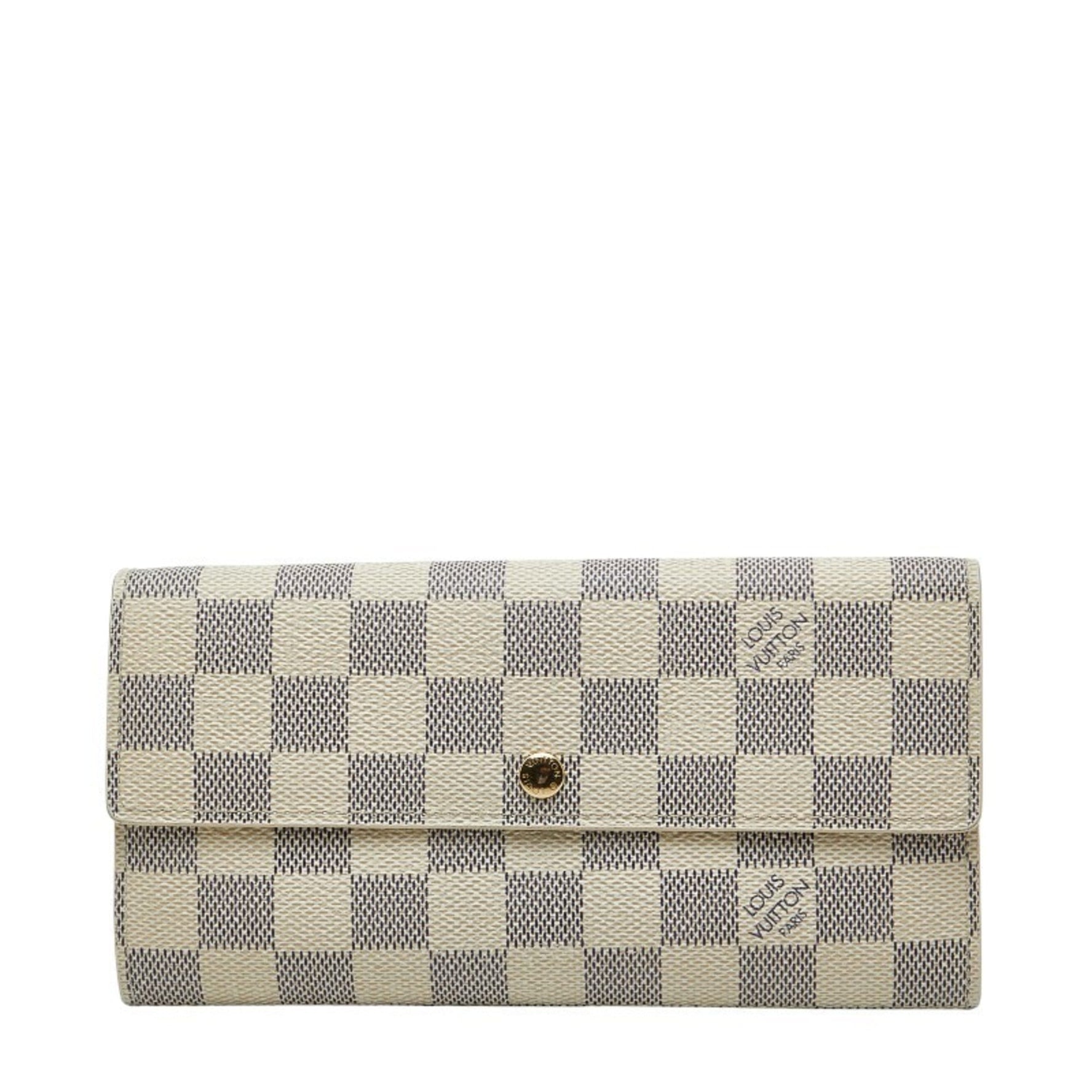 Louis Vuitton Damier Azur Portefeuille Sarah Long Wallet White Leather LOUIS VUITTON