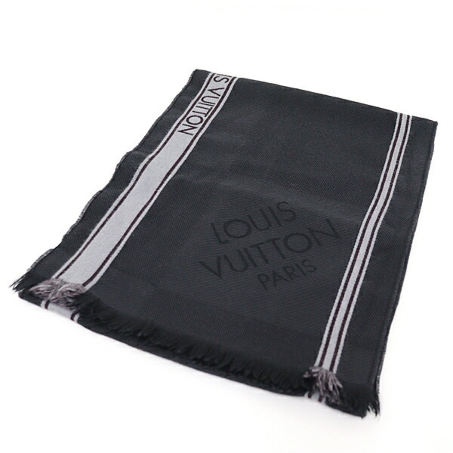 Louis Vuitton Echarpe Messager Damier Geant Scarf Dark Grey 100% Wool