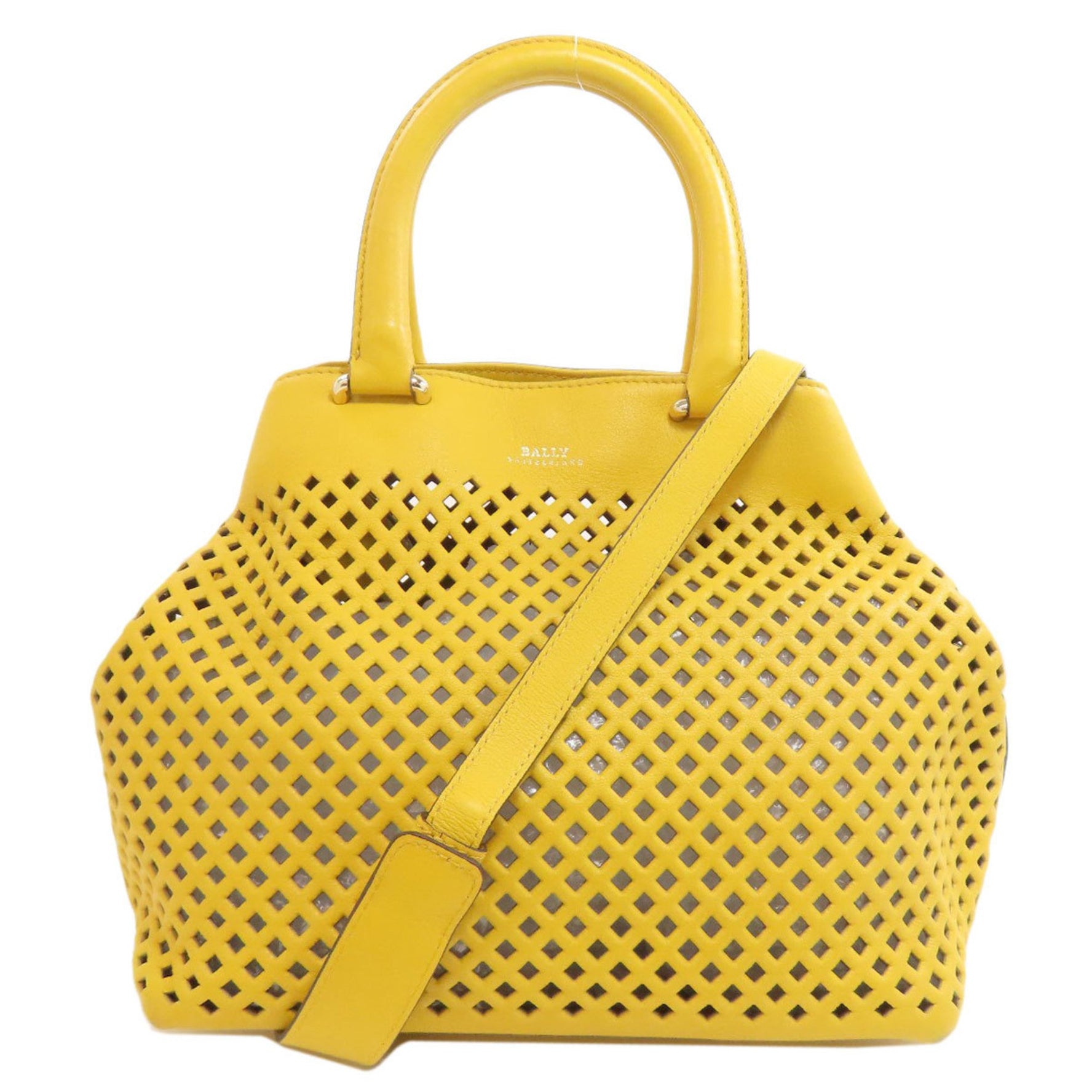 BALLY Punching Handbag Leather Women's