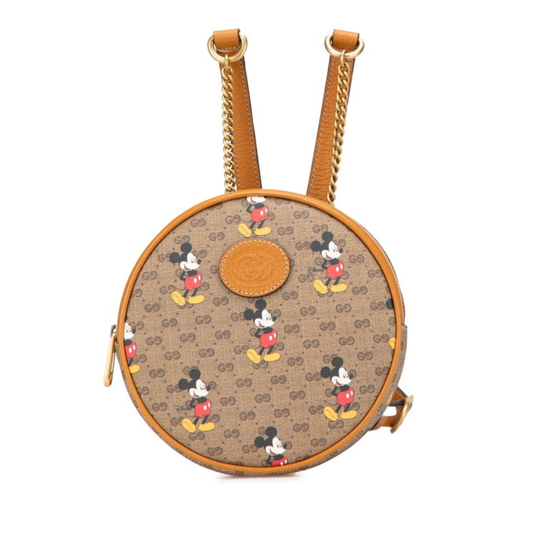 Gucci x Disney Ebony Mini GG Supreme Mickey Print Chain Backpack Leather
