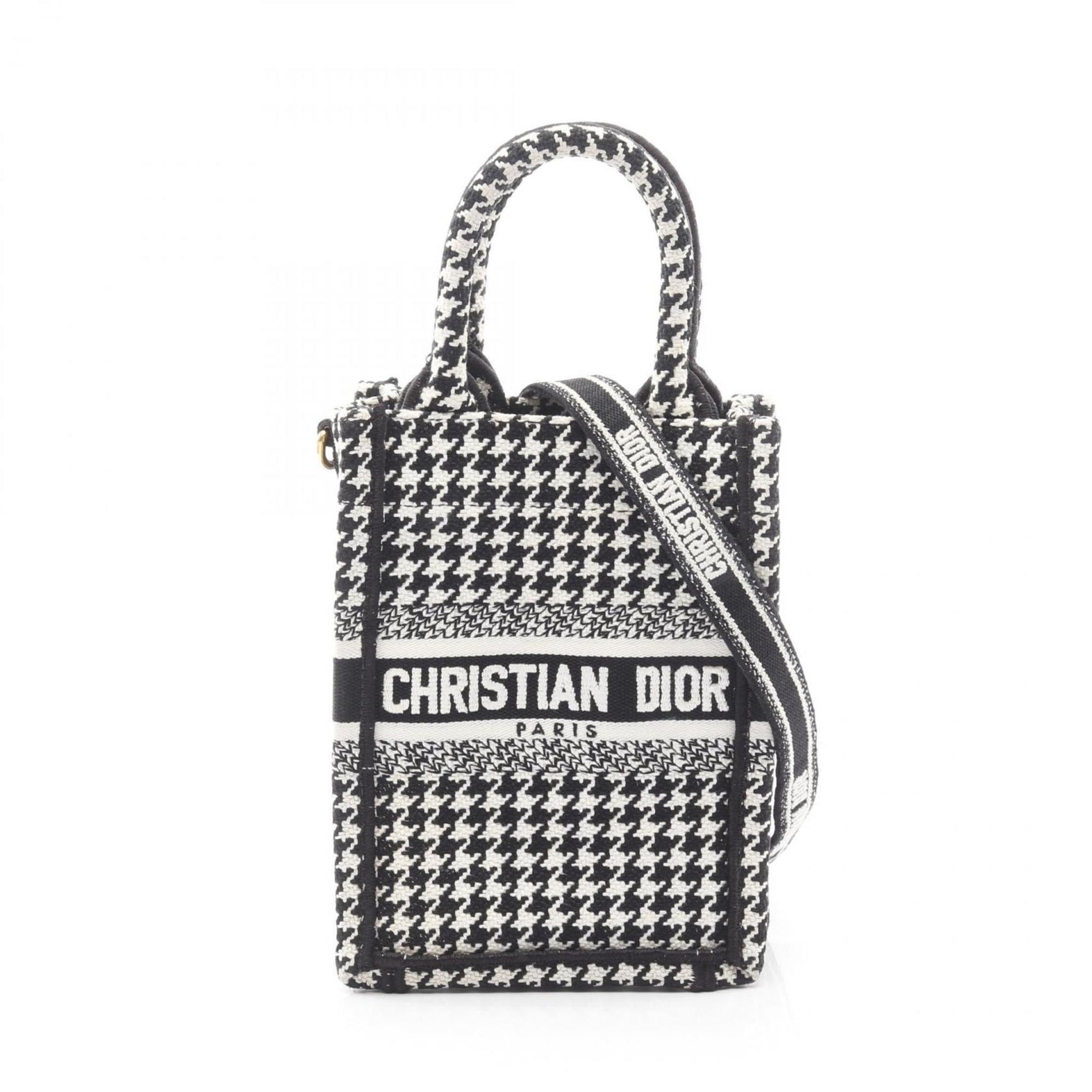 Christian Dior Dior BOOK TOTE Vertical Bag, Mini Phone Handbag, Canvas, Black and White