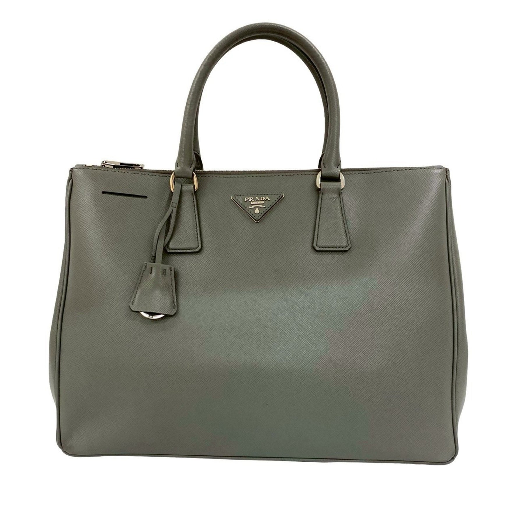 PRADA Triangle Logo, Hardware, Saffiano Leather Handbag/Tote Bag, 139-8