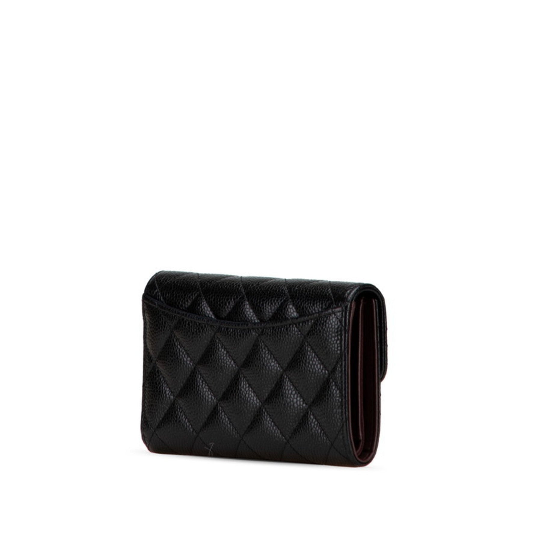 CHANEL Matelasse Coco Mark Tri-fold Wallet Caviar Leather