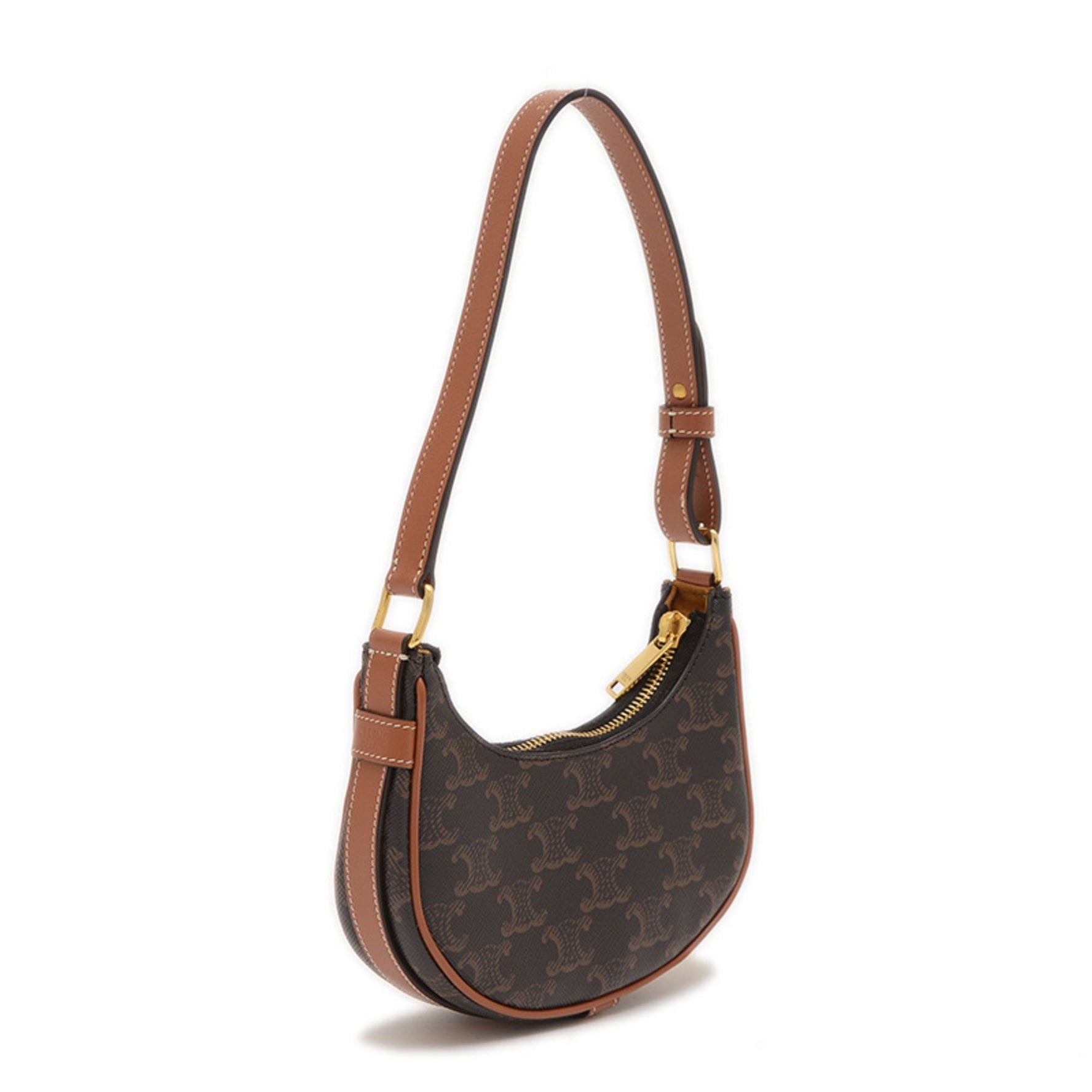 Celine Triomphe Ava Mini Handbag Pouch Tan Black BP