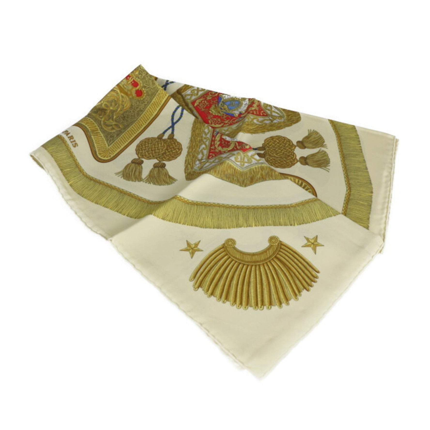 HERMES Poste et Cavalerie saber decoration bag Carre 90 scarf silk beige gold multicolor