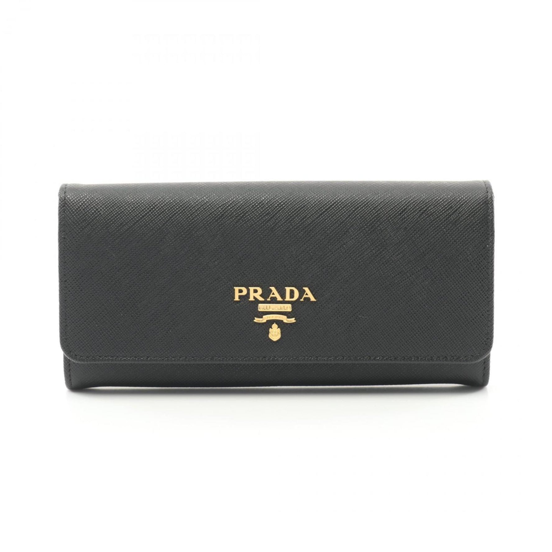 PRADA SAFFIANO METAL Bi-fold Long Wallet Saffiano Leather