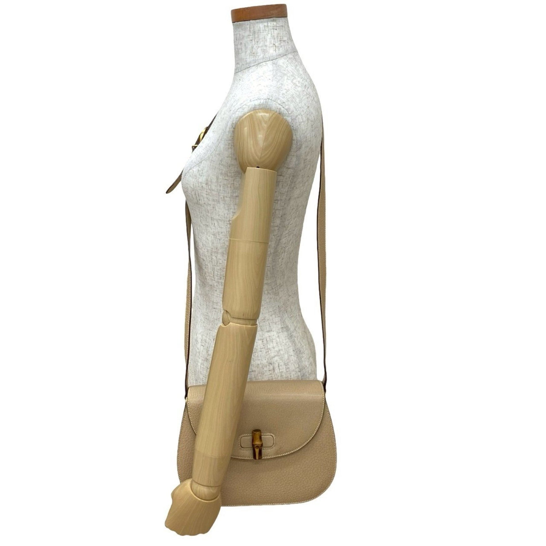 GUCCI Old Bamboo Turnlock Leather Shoulder Bag/Pochette 96-10