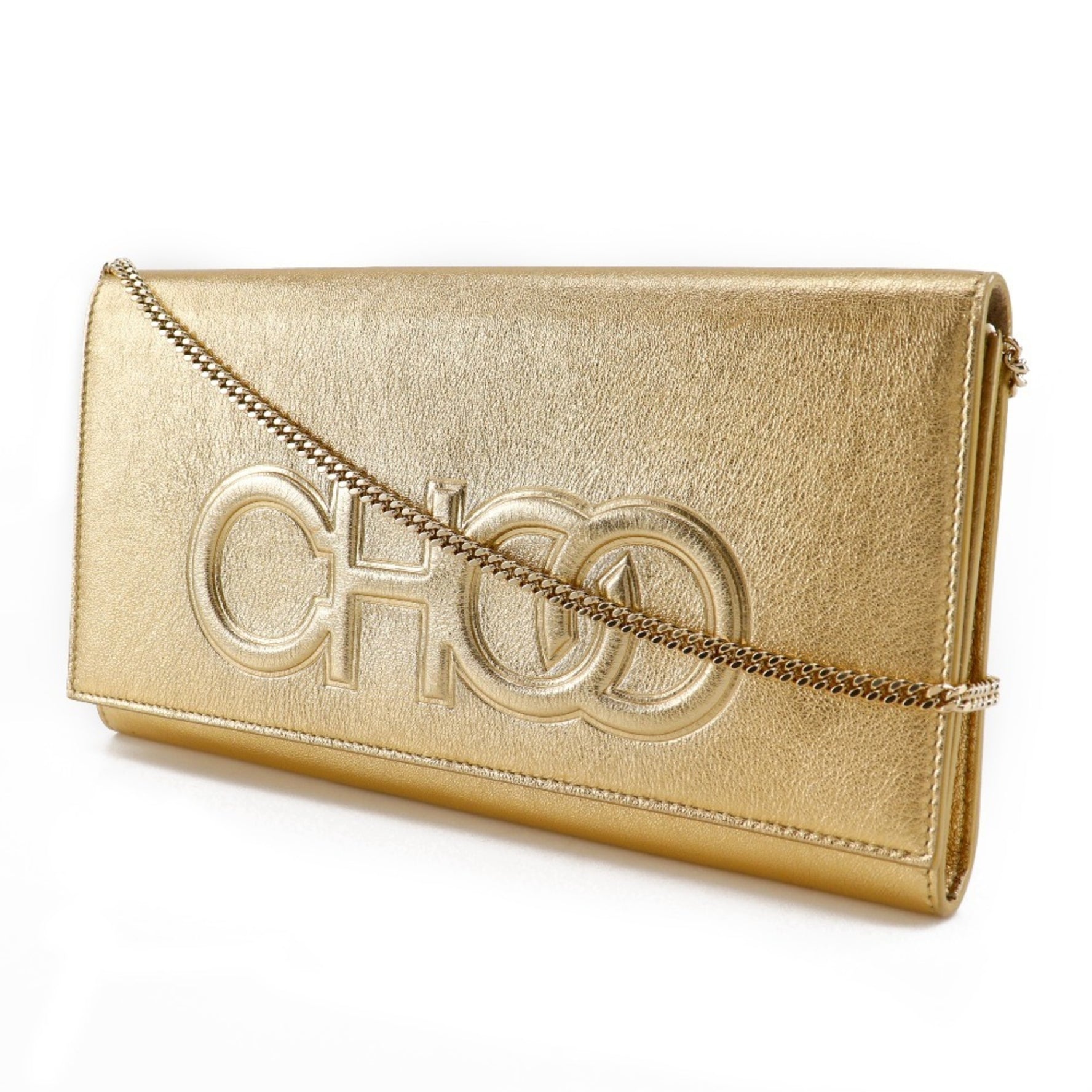 JIMMY CHOO Scotty Shoulder Bag Chain Clutch SCOTTIE TJC Sheepskin Gold 2way Type Women's