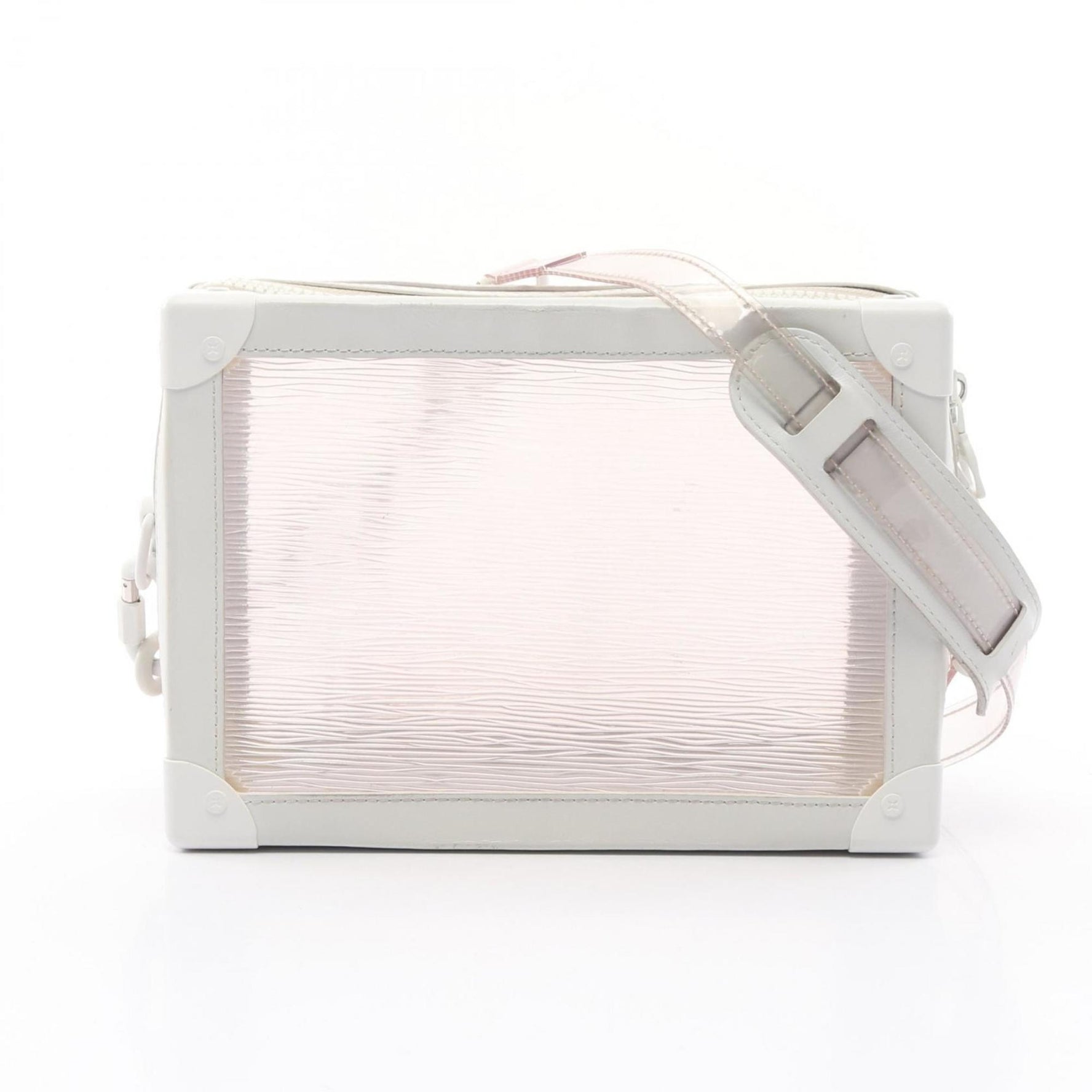 Louis Vuitton Soft Trunk Epi Plage Shoulder Bag Coated Canvas Leather White Clear