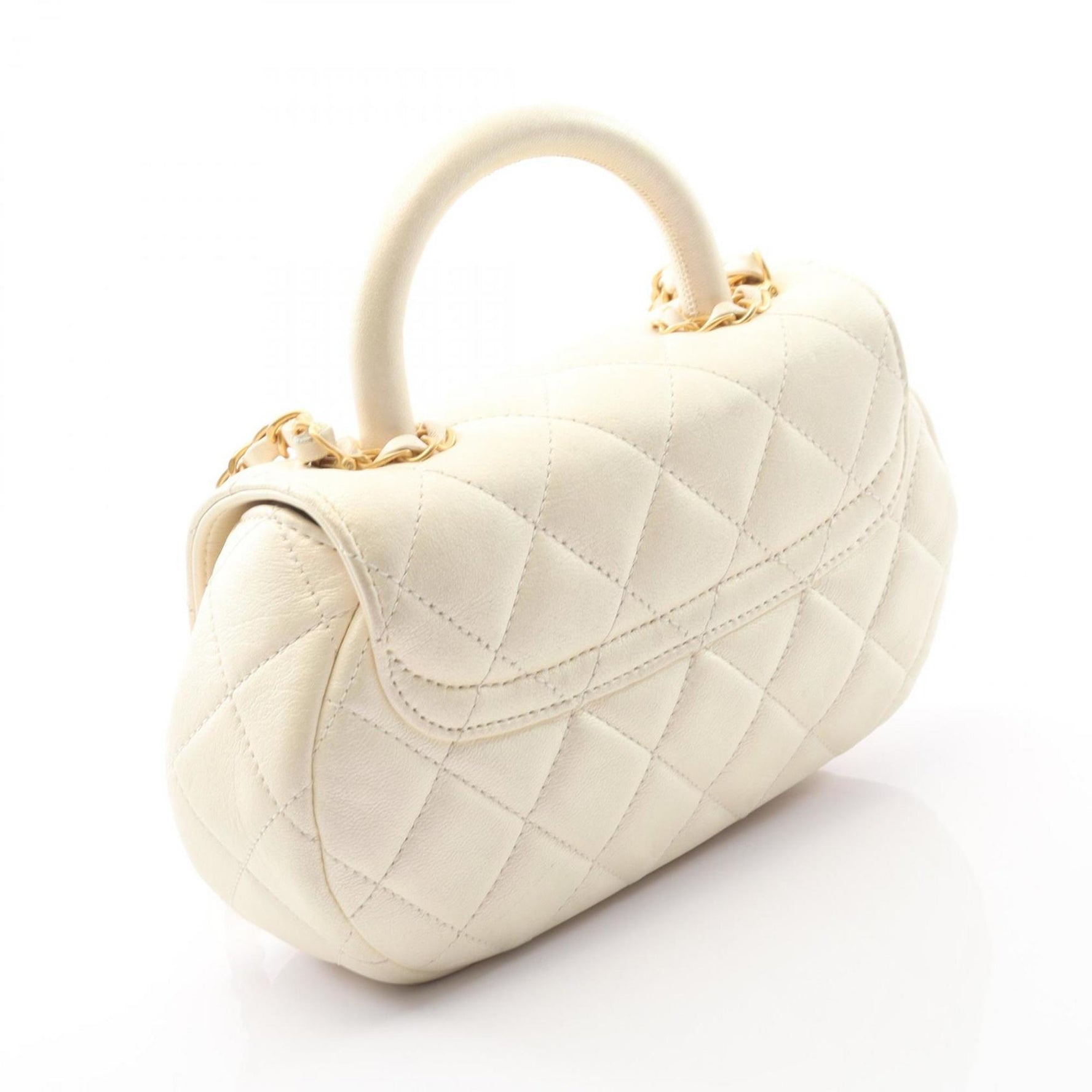 CHANEL Matelasse Top Handle Shoulder Bag in Lambskin Leather