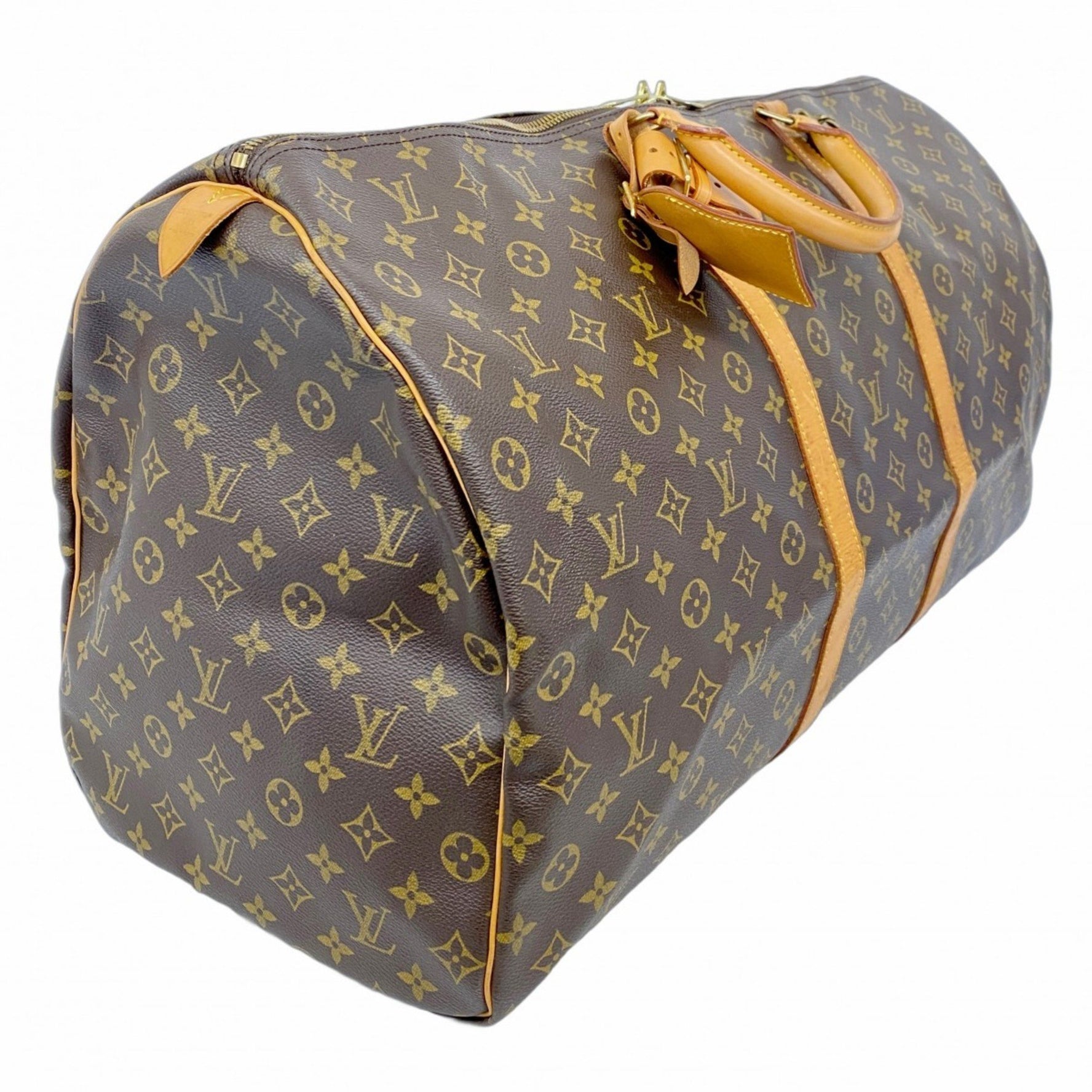 Louis Vuitton Monogram Keepall 60 Boston Bag M41422 Brown Men's and Women's
