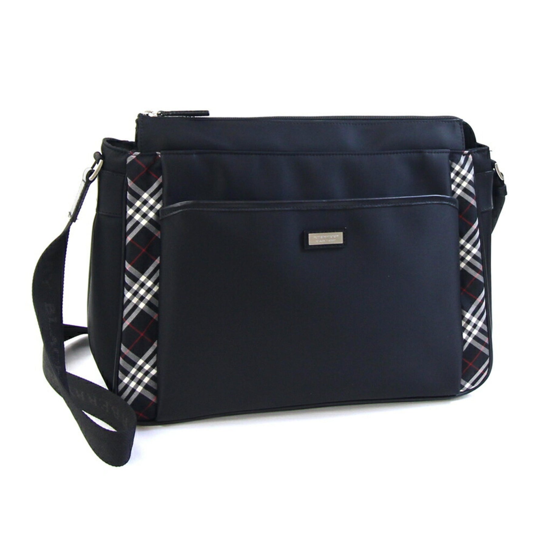 Burberry Black Label Shoulder Bag Nylon Leather Check Men's BURBERRY BLACK LABEL