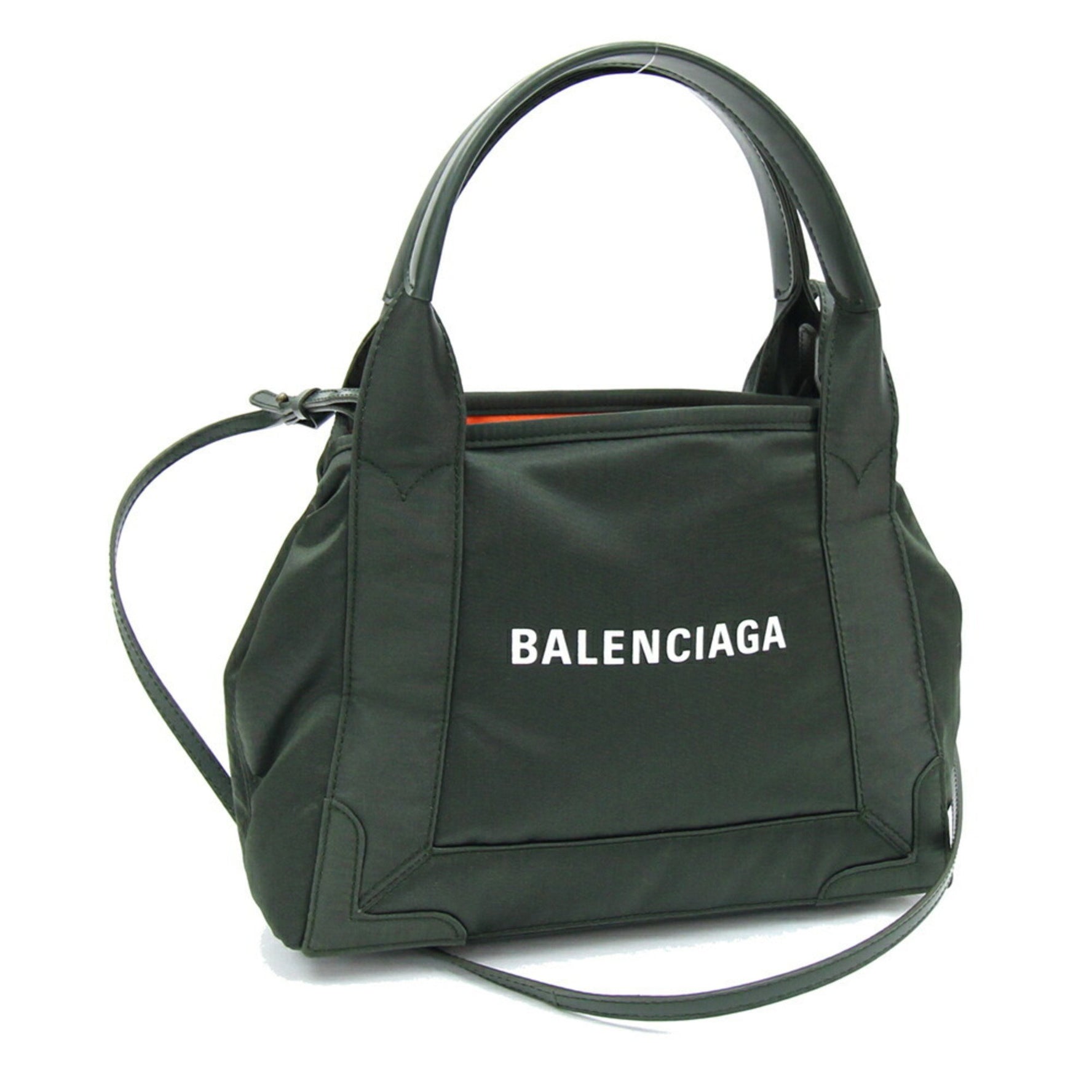 Balenciaga Handbag Navy Cabas XS Khaki Green Nylon Leather Shoulder Bag Women's BALENCIAGA