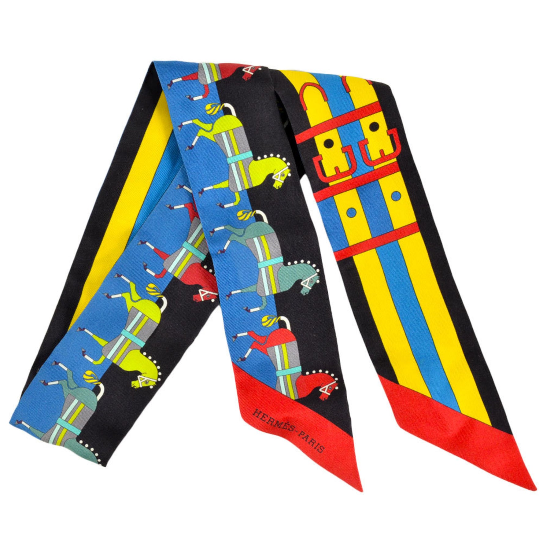 Hermes ROCABAR Twilly Scarf Silk Multicolor Horse