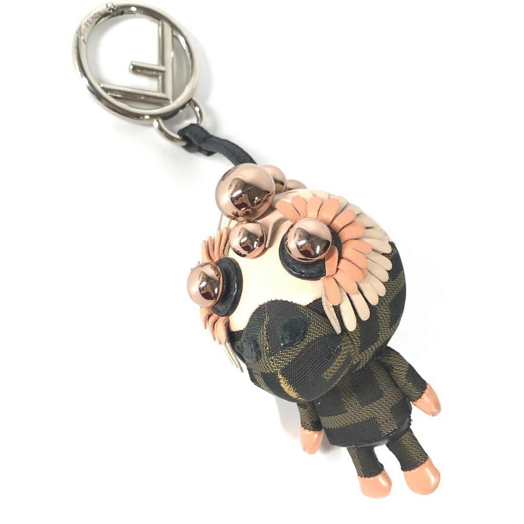 FENDI Zucca Space Monkey Bag Charm Keychain Canvas