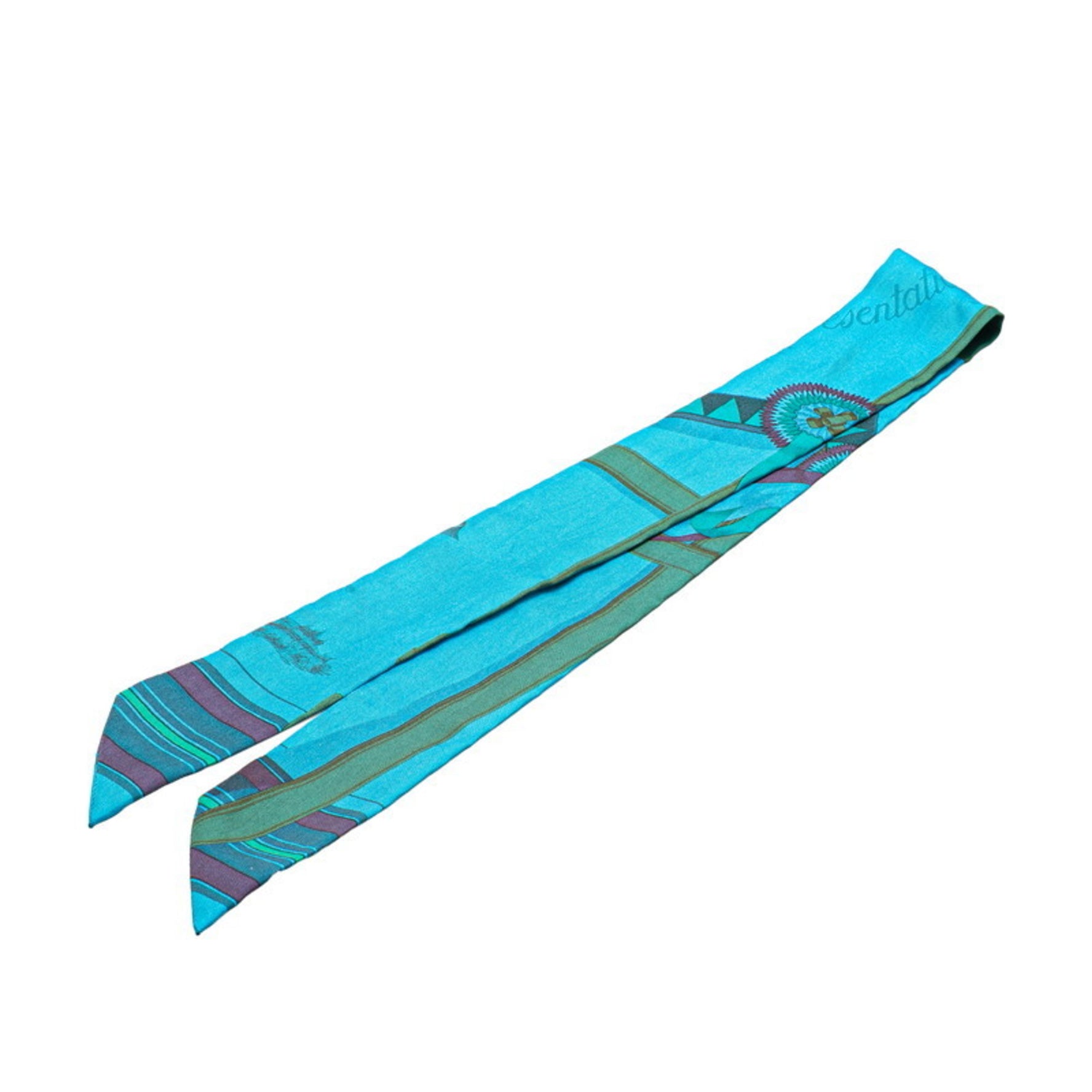 Hermes Twilly Scarf Muffler Blue Multicolor Silk