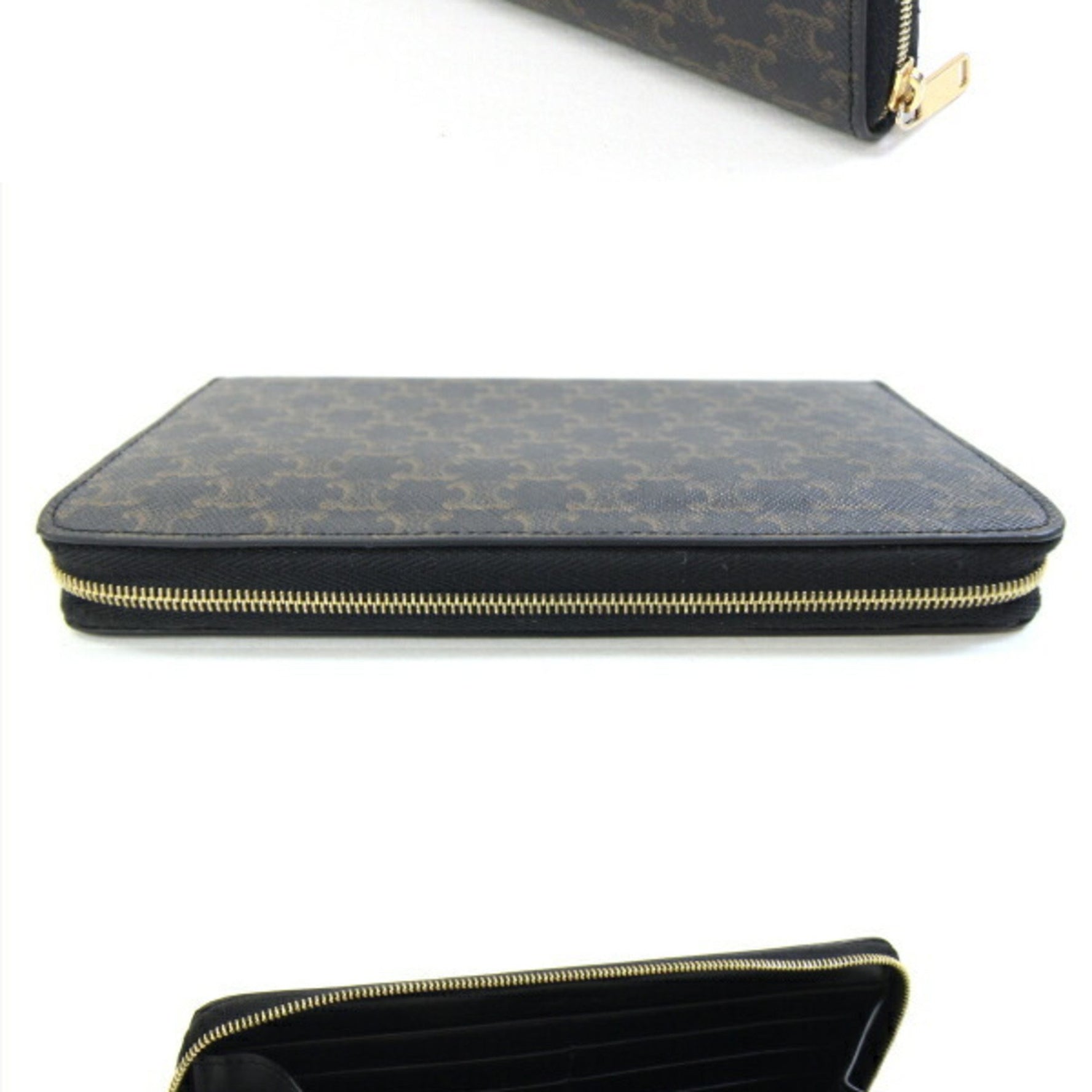 Celine Triomphe Large Zip Wallet PVC Leather Round