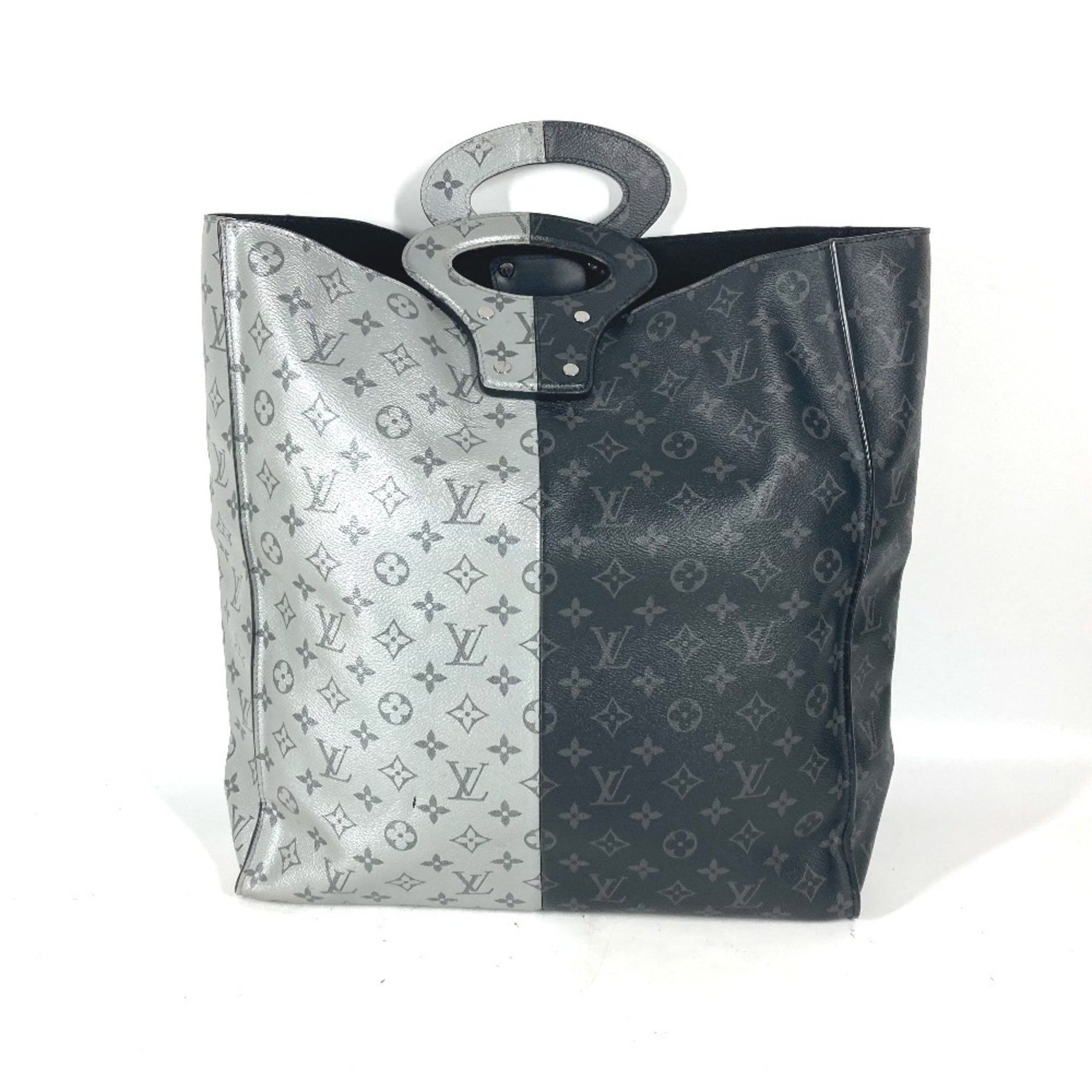 LOUIS VUITTON M43816 Monogram Eclipse Split Tote Handbag Bicolor Bag Canvas Men's Black