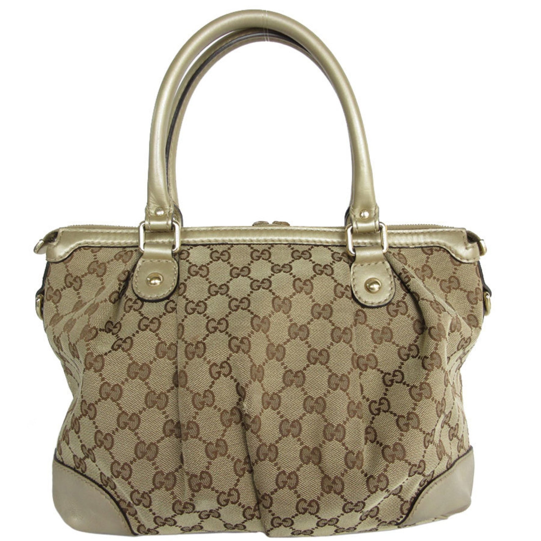 Gucci GUCCI Handbag GG Canvas Leather Beige Gold Light Women's s0375g
