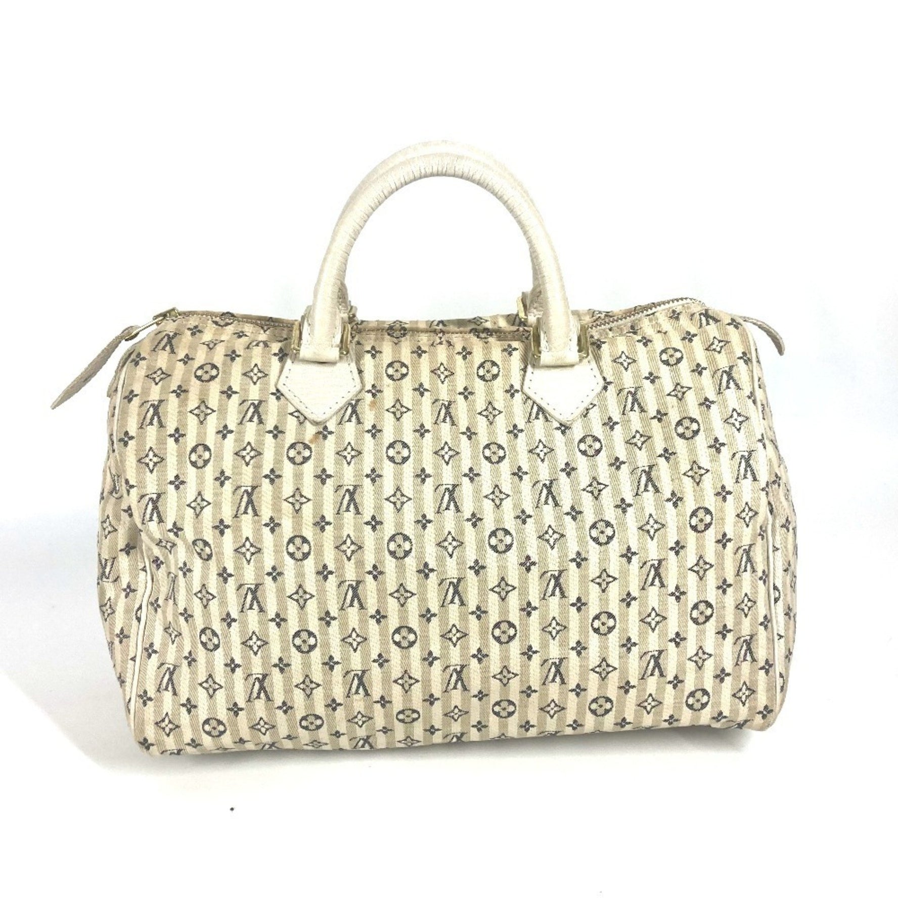 LOUIS VUITTON Monogram Mini Run Speedy 30 Boston Bag Handbag in Canvas, Women's, White