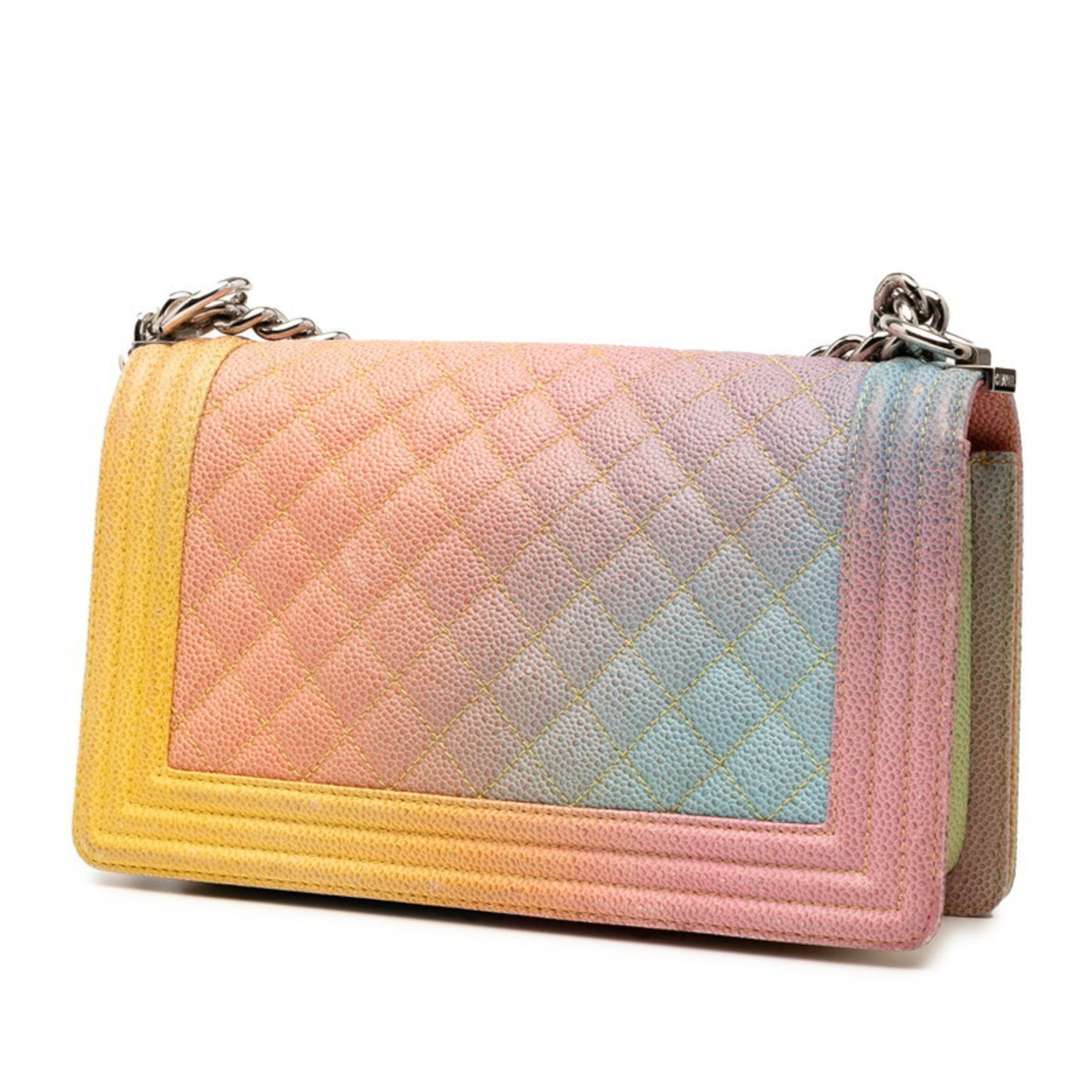 CHANEL Boy Coco Mark Chain Shoulder Bag in Multicolored Caviar Skin