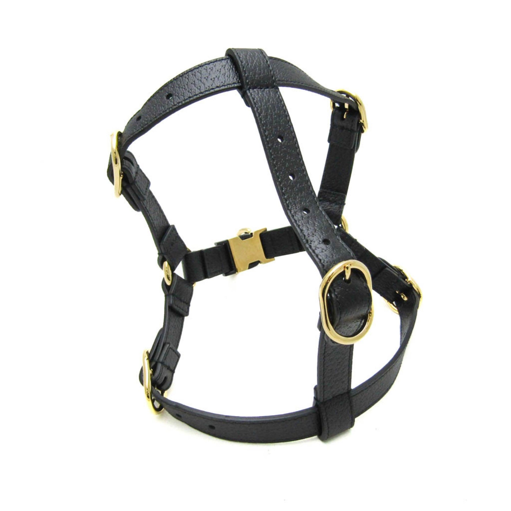 Gucci Interlocking G Dog Harness Leather Black