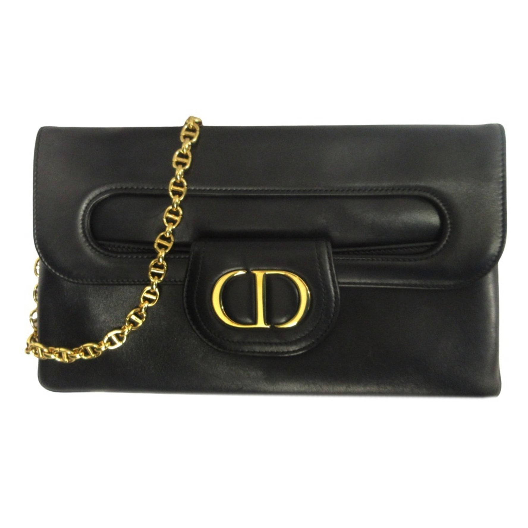Christian Dior Double Shoulder Bag/Clutch/Crossbody Bag in Calfskin Leather