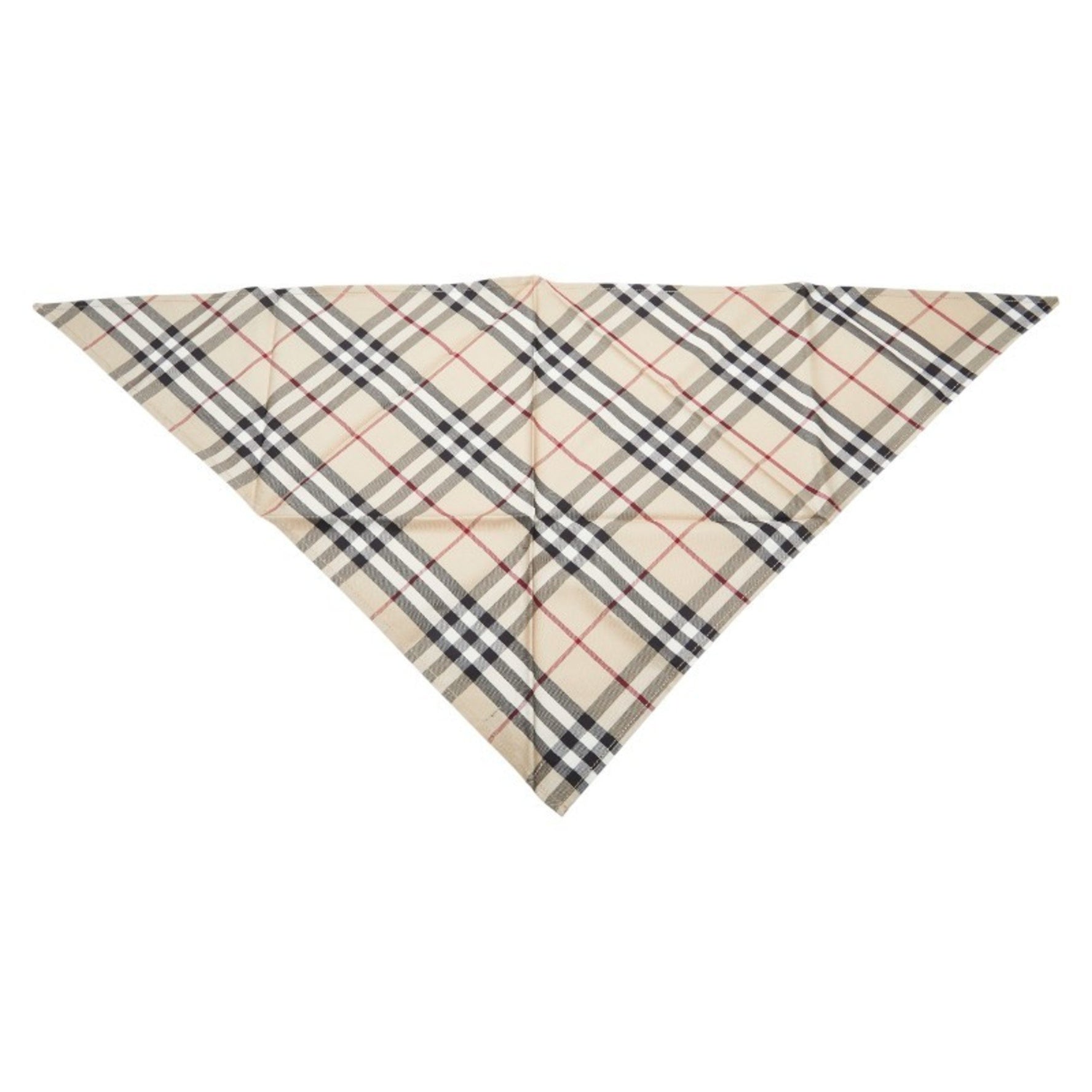Burberry Nova Check Scarf, Triangle, Beige, Multicolor, Cotton