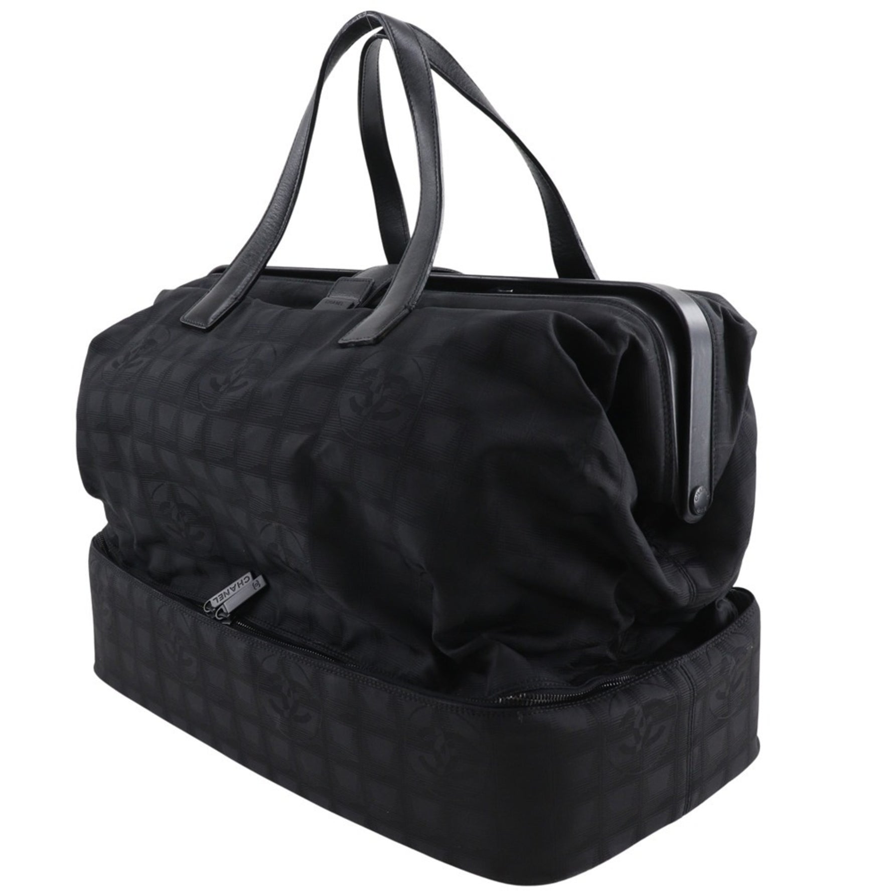 CHANEL New Travel Line Boston Bag Nylon Canvas with Snap Lock, Line