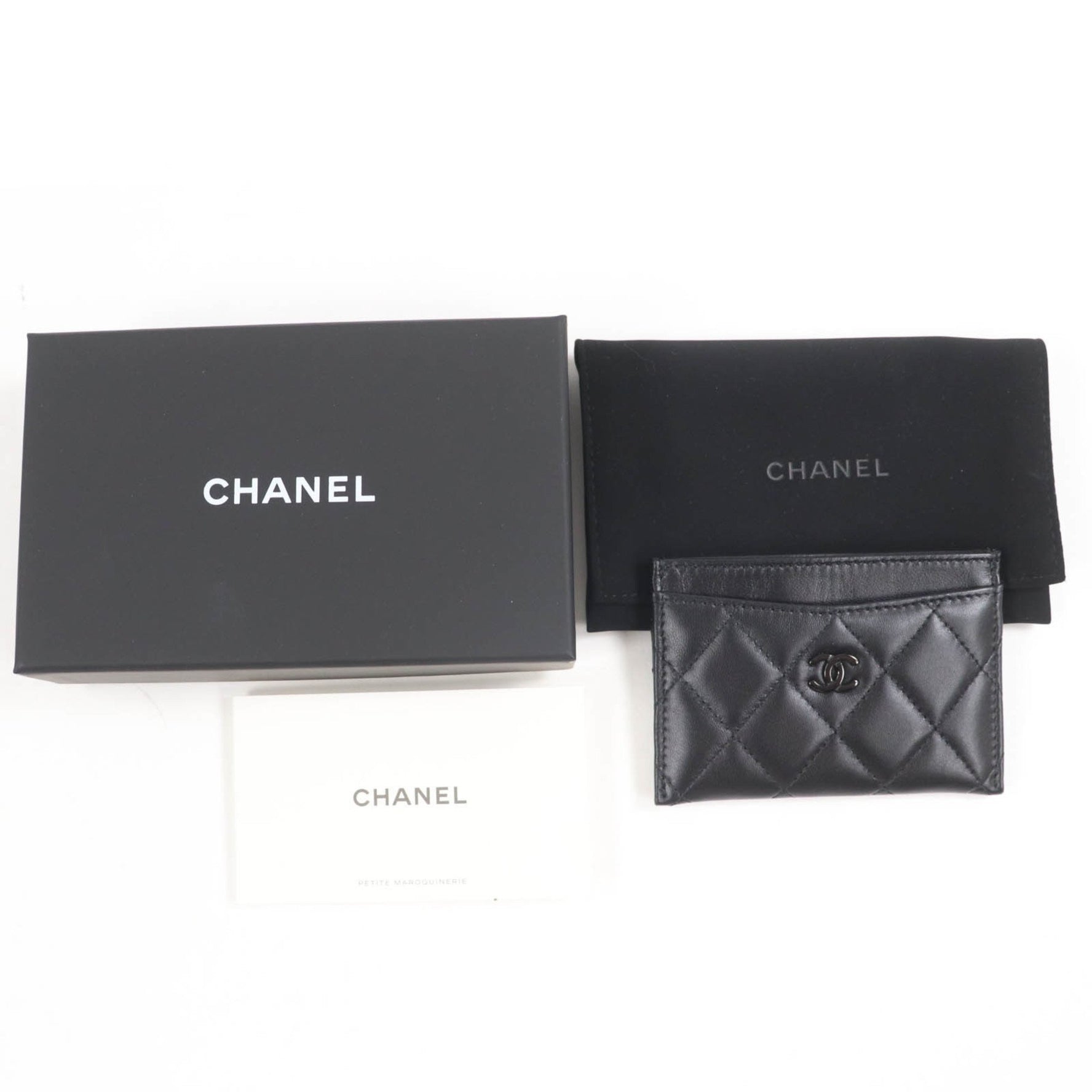 CHANEL Lambskin Matelasse Coco Mark Business Card Case, Hardware, Box and Dust Bag Included, Made in Italy