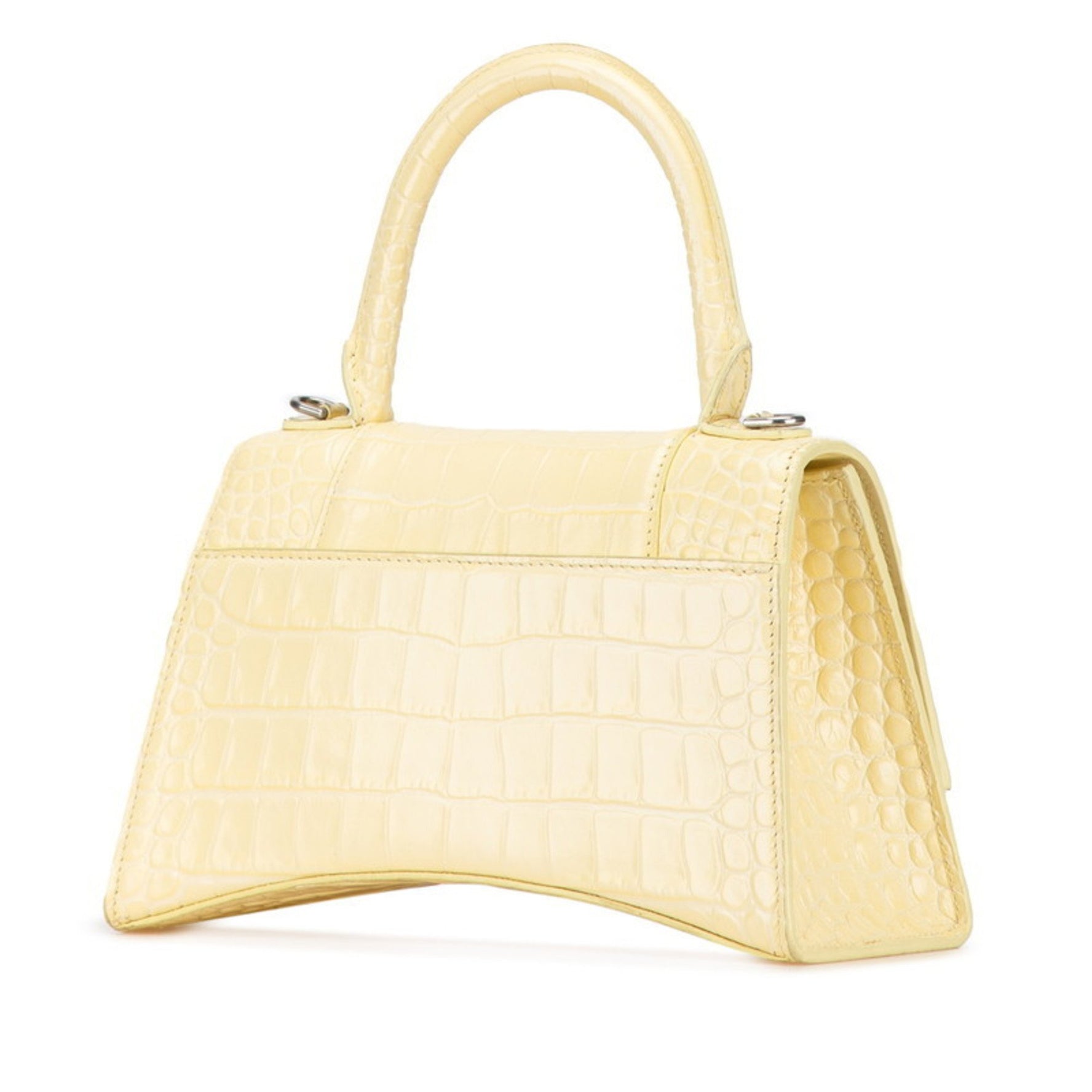 Balenciaga B Logo Hourglass Crocodile Embossed Handbag Shoulder Bag 2WAY Yellow Leather Women's BALENCIAGA