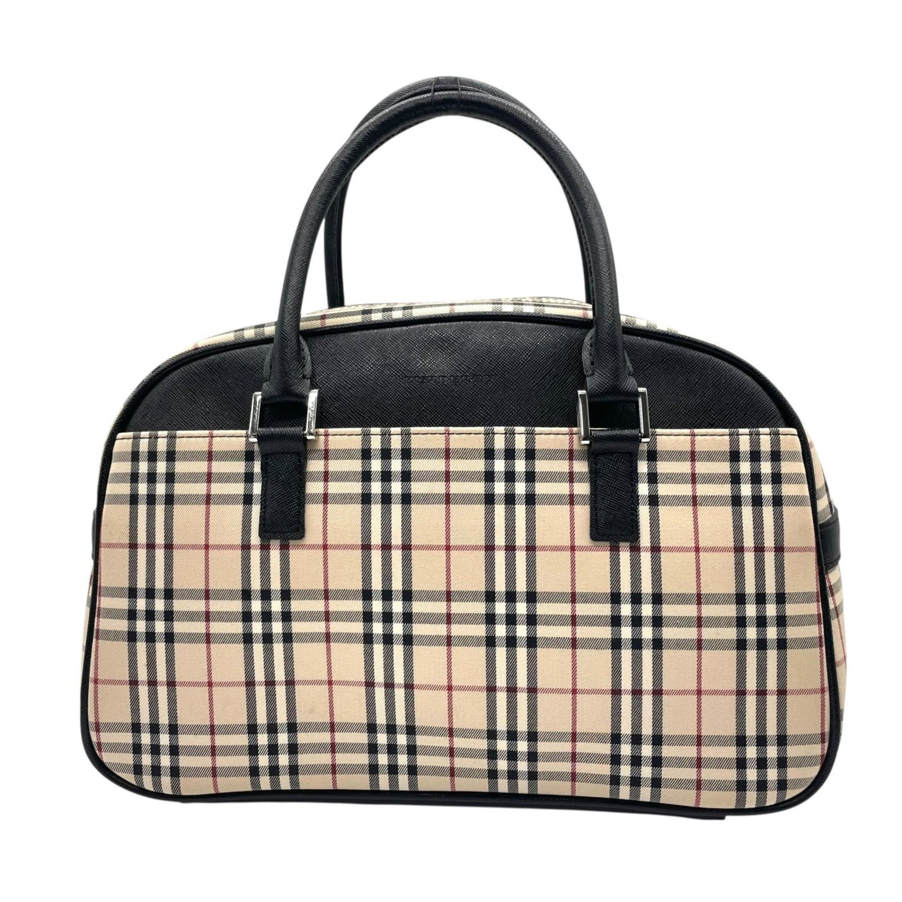 Burberry Vintage Boston Bag, Nova Check, Black Leather, Handbag, C