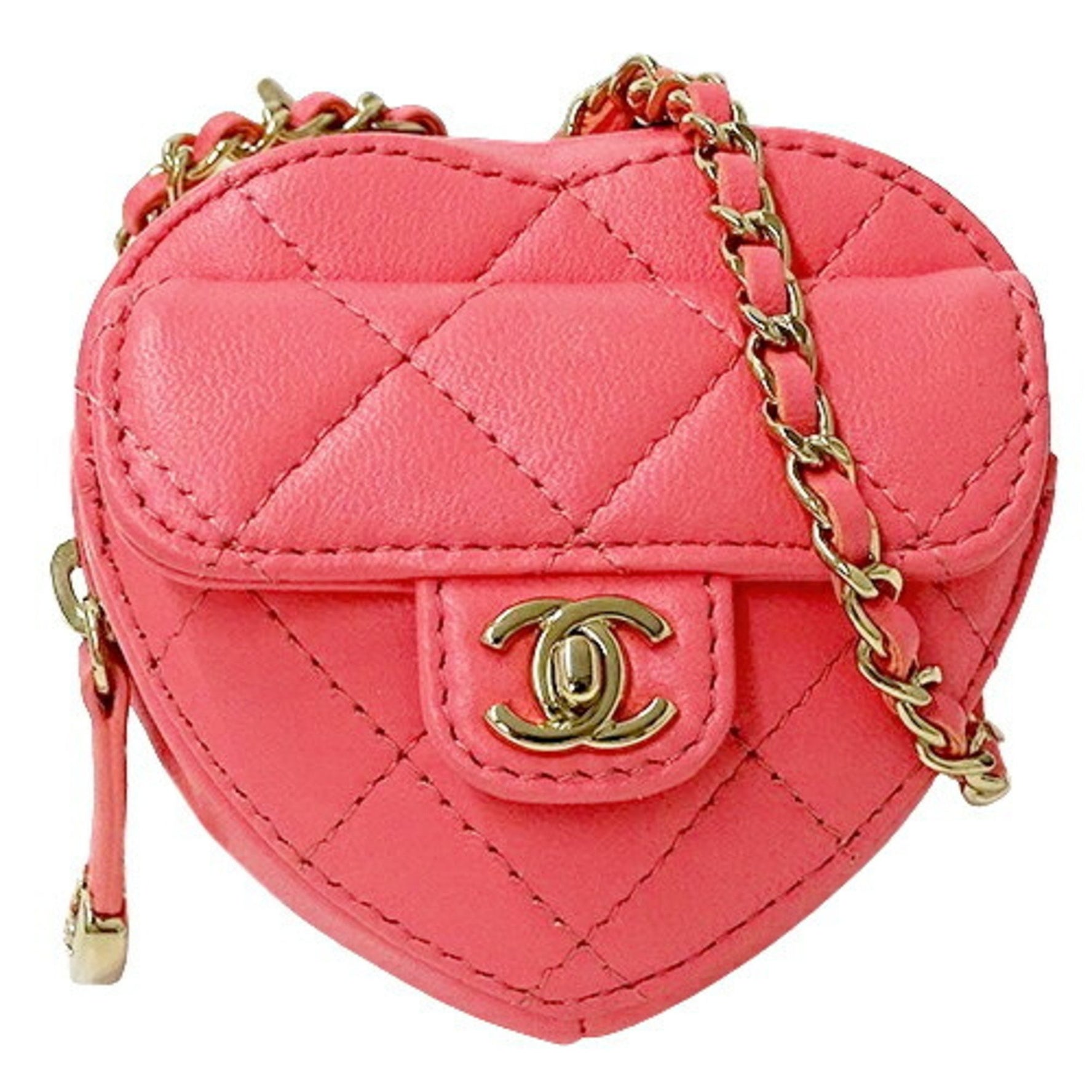 CHANEL Pouch Matelasse Shoulder Lambskin Heart Chain