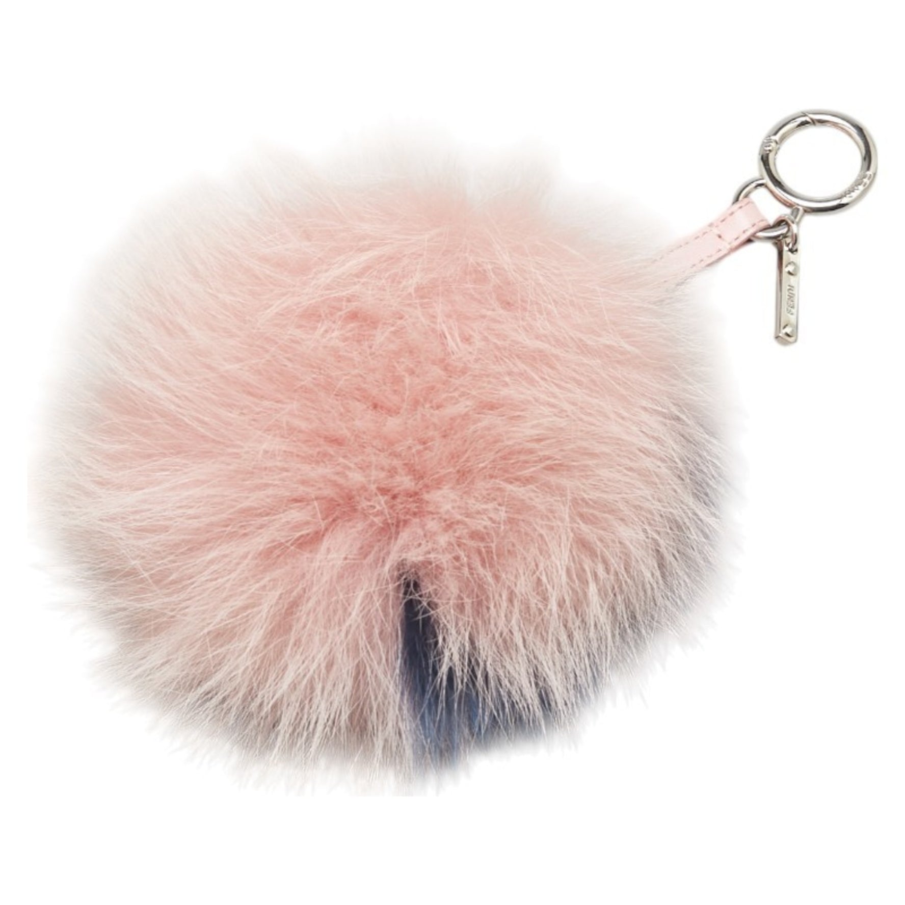Fendi Pom-Pom Charm Key Ring Keychain 7SR45R Pink Blue Fur Leather Women's FENDI