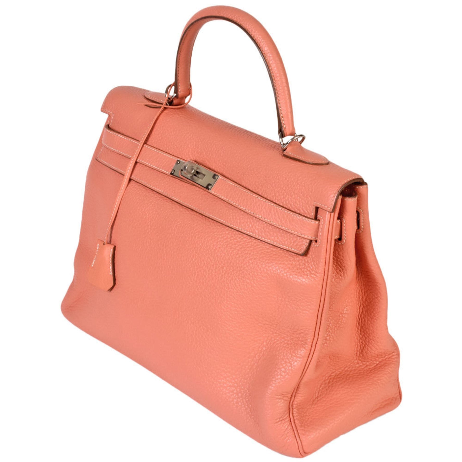 HERMES Kelly 35 Inner stitching □Q stamp (manufactured in 2013) Flamingo Taurillon Clemence Handbag with shoulder strap
