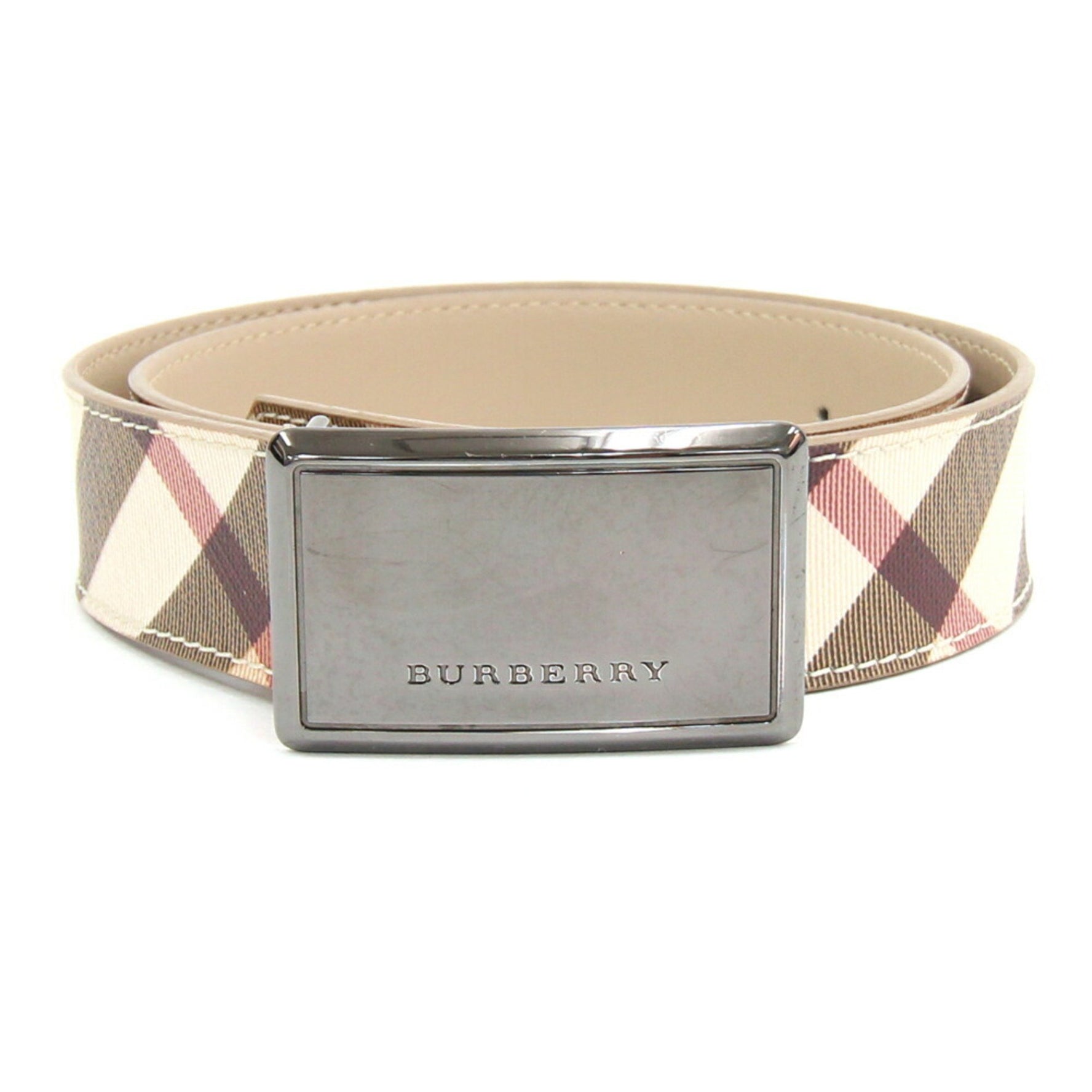 Burberry Belt Beige PVC Leather Fashion Nova Check Women's BURBERRY