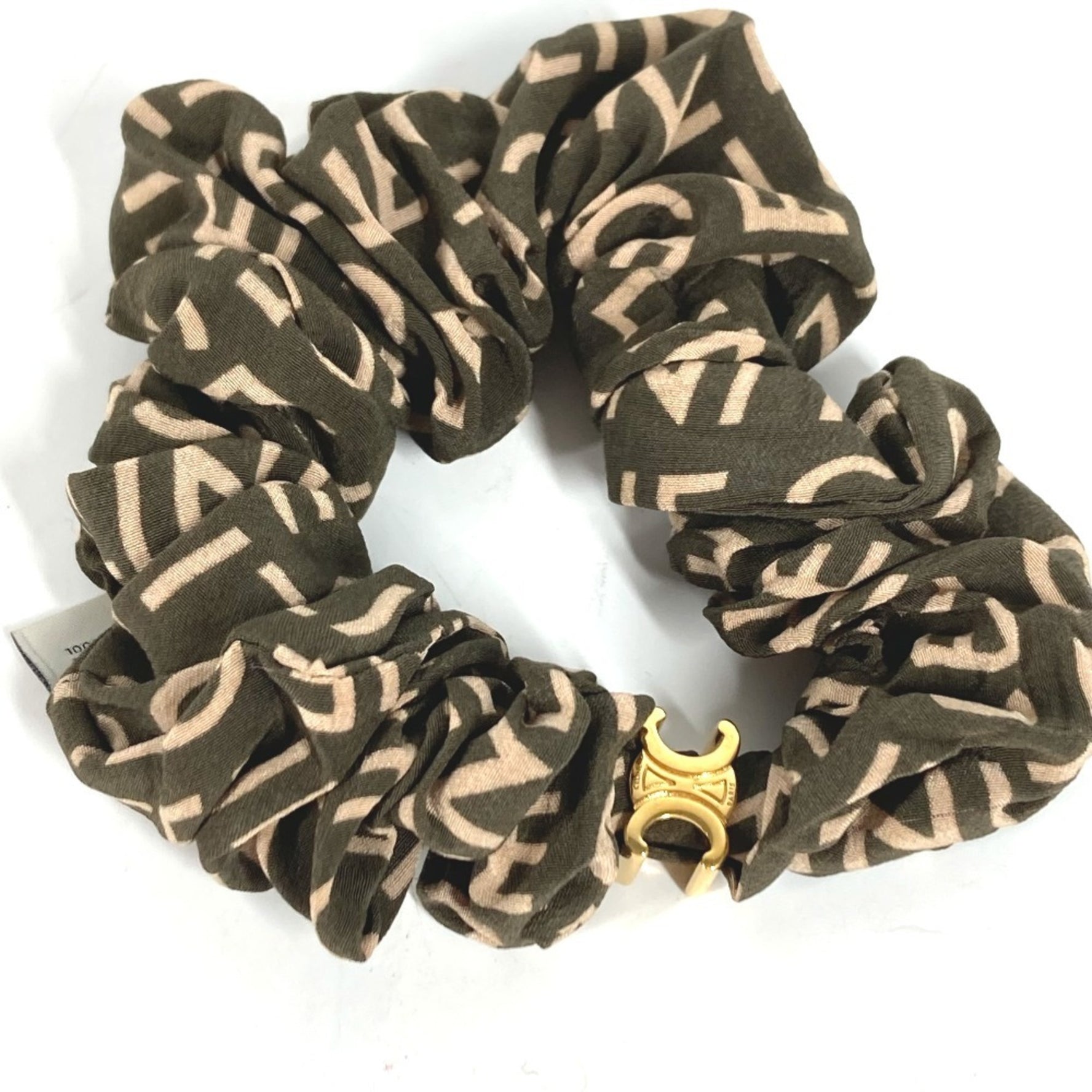CELINE Triomphe Logo Hair Accessory, Silk Scrunchie Tie