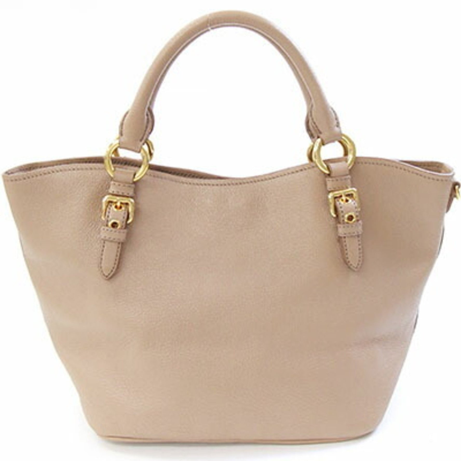 Miu Miu Miu Madras Handbag Dark Beige Leather Shoulder Bag MIU