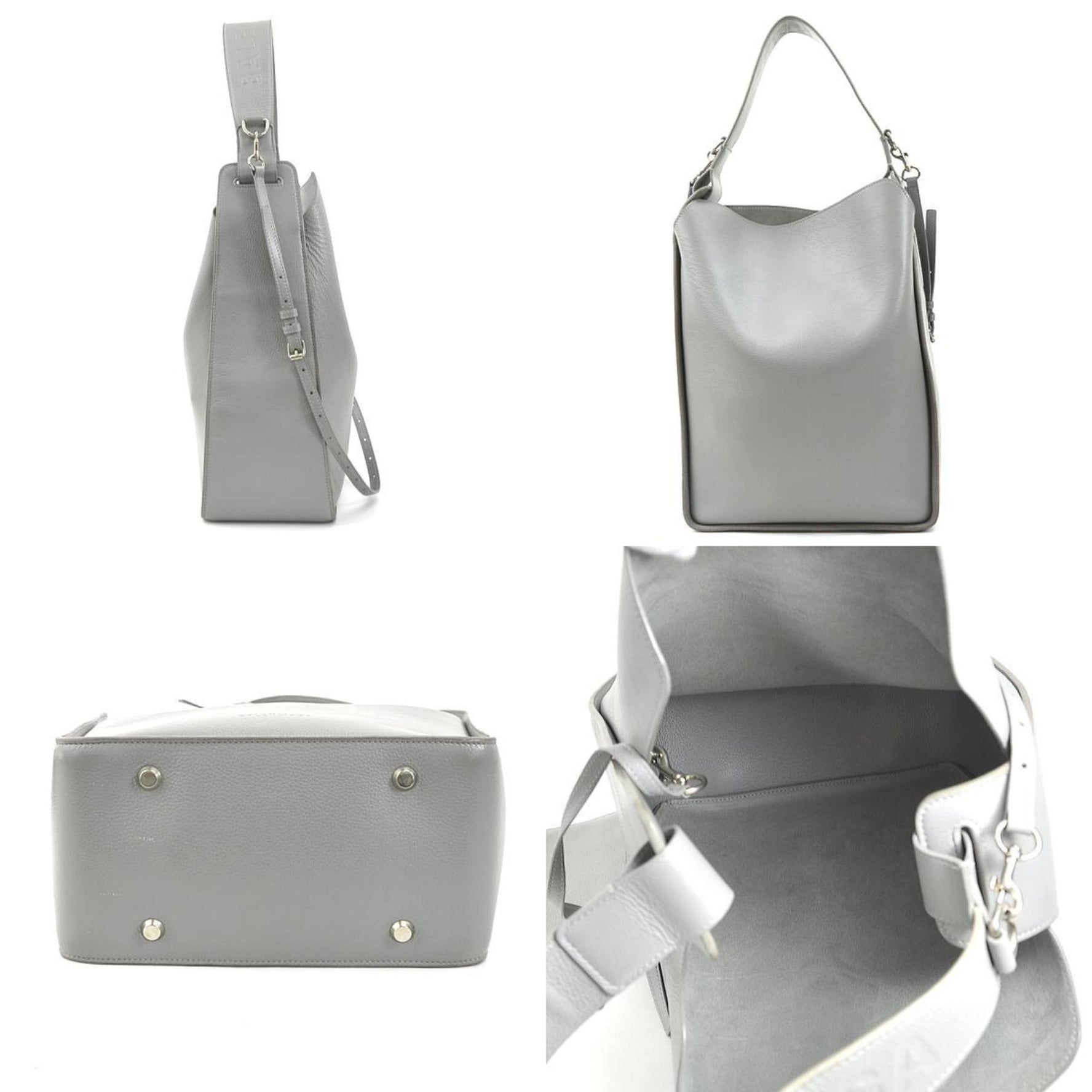 BALENCIAGA Shoulder Bag North South Leather Grey Women's R10114G
