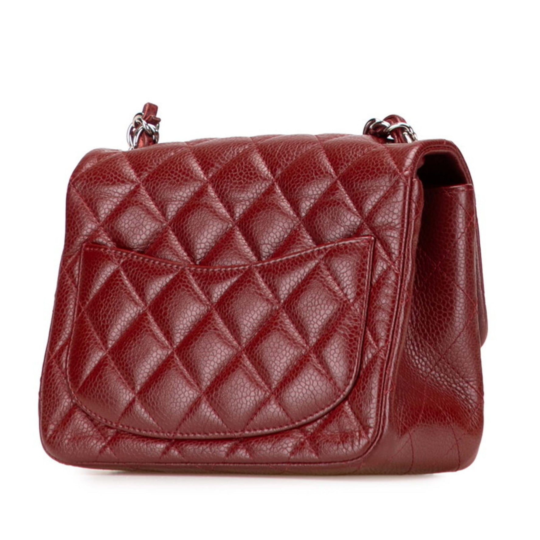 CHANEL Matelasse Coco Mark Crossbody Chain Shoulder Bag in Red and Bordeaux Caviar Skin