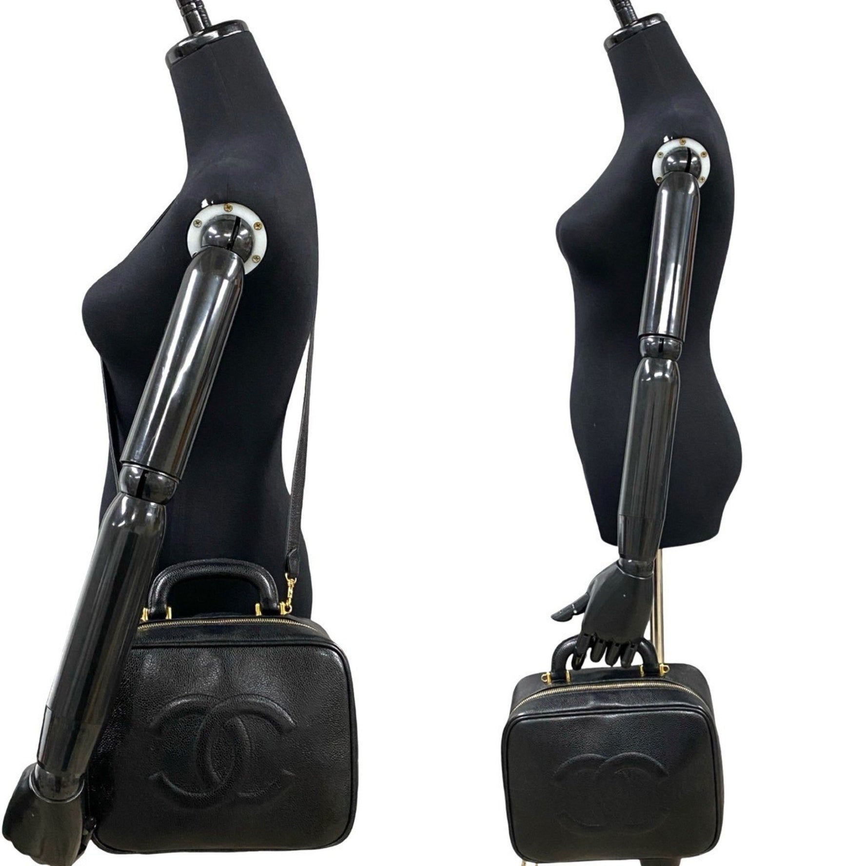 CHANEL Coco Mark Caviar Skin Shoulder Bag Vanity Handbag