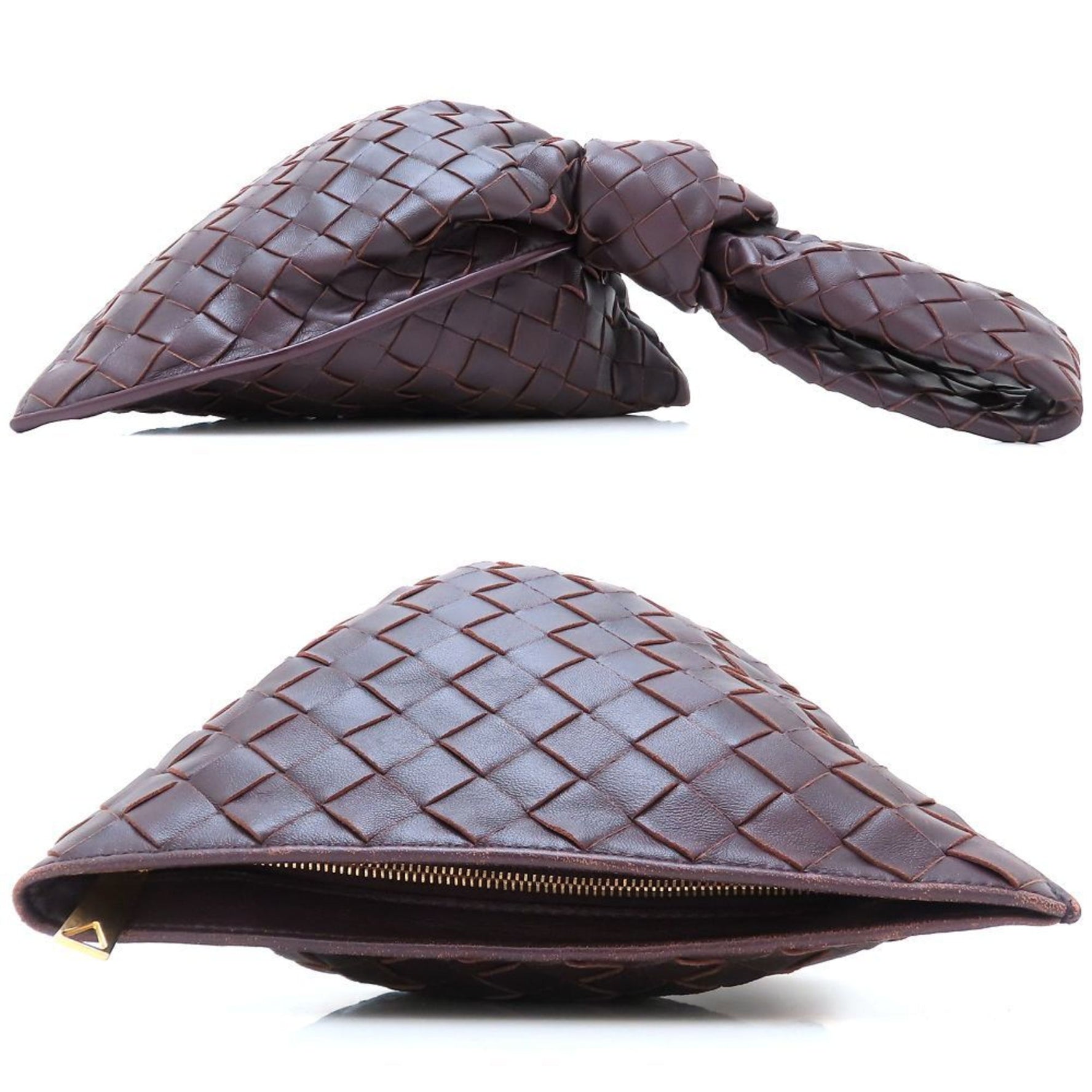 BOTTEGA VENETA Mini The Twist Intrecciato Handbag in Dark Brown Leather