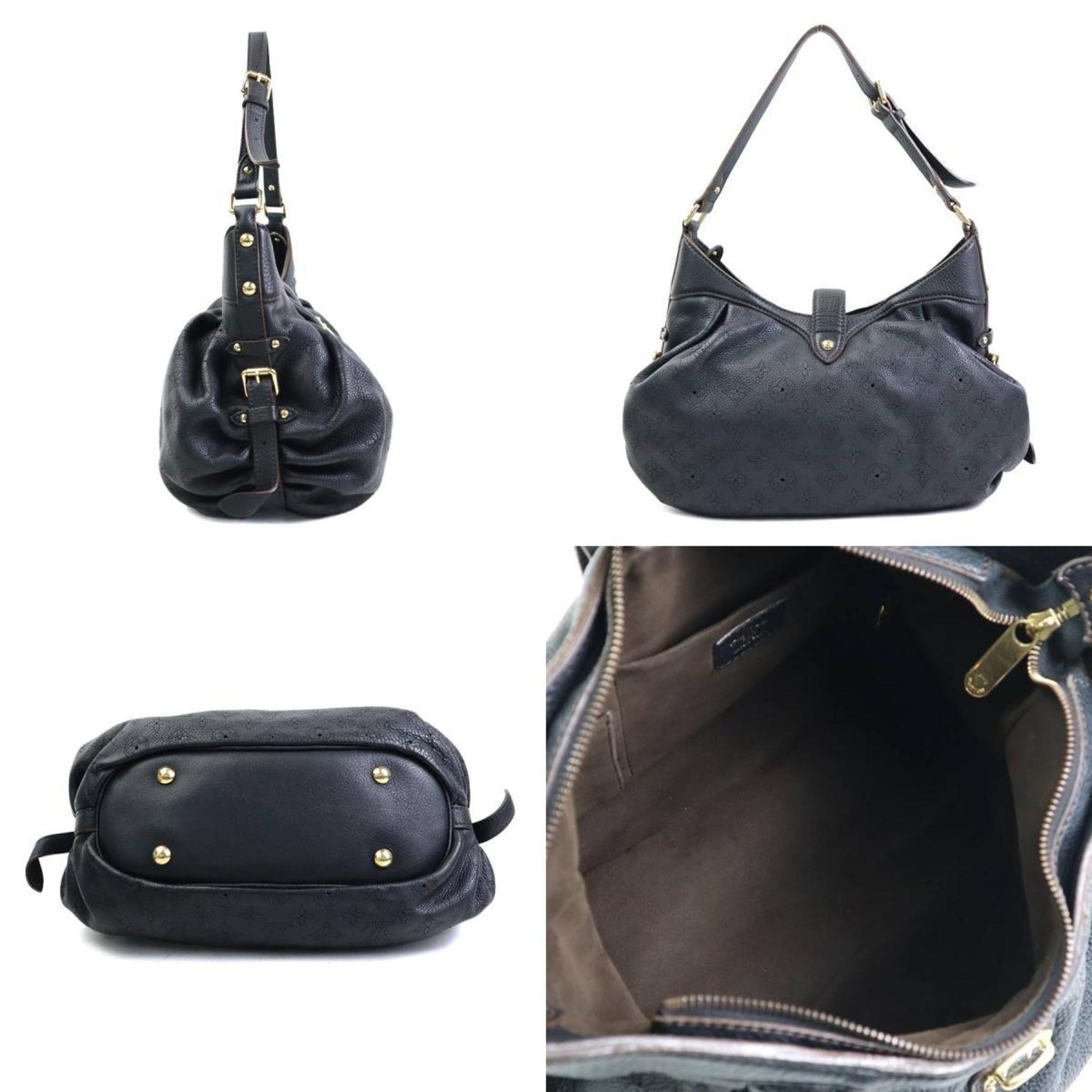 Louis Vuitton Shoulder Bag Monogram Mahina XS Leather Gold