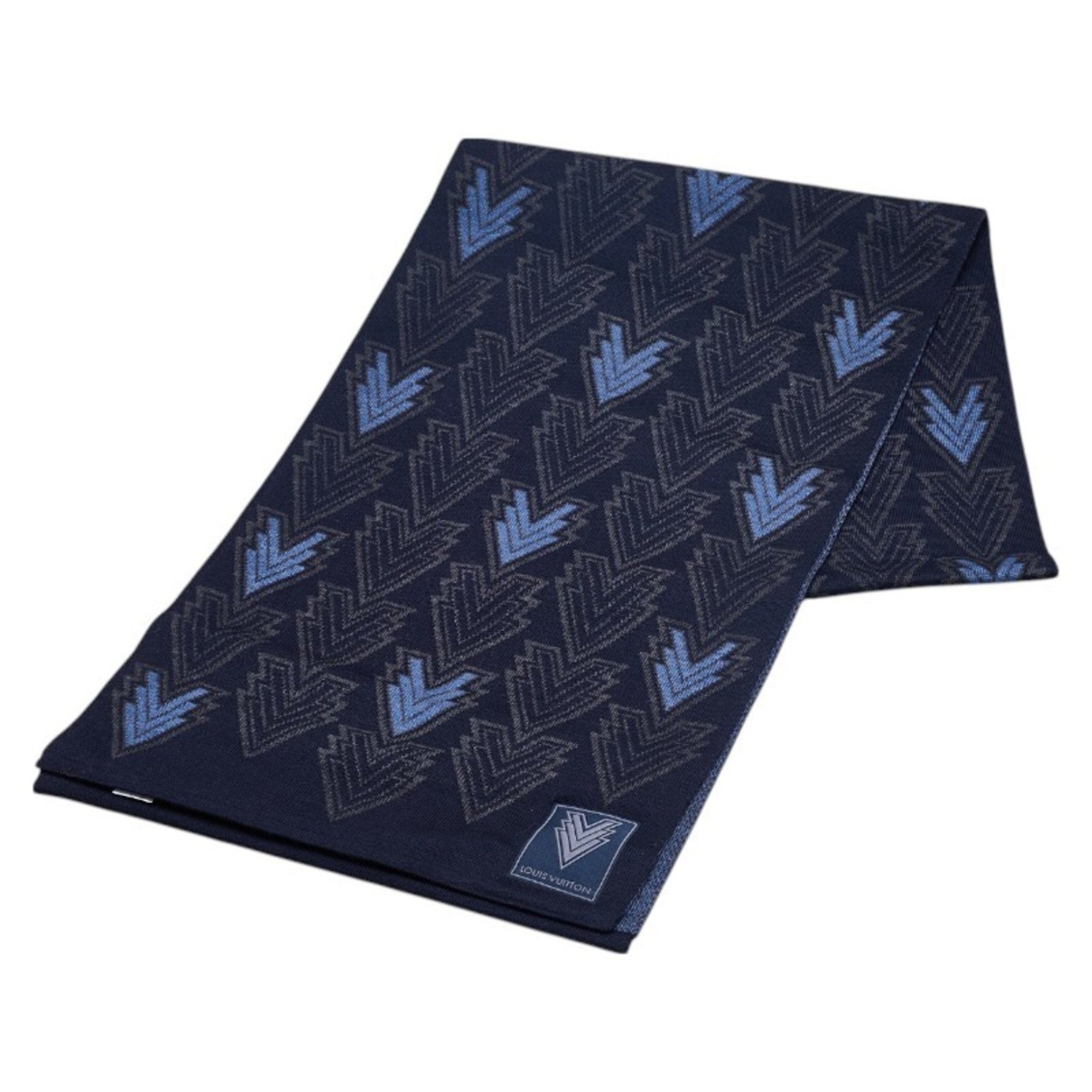 Louis Vuitton Echarpe Triple V Scarf Navy Blue Wool LOUIS VUITTON