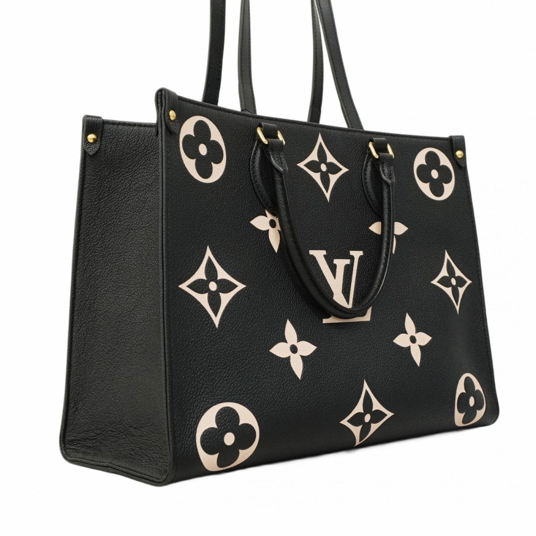 Louis Vuitton Monogram Empreinte Two-Tone On-the-Go MM Handbag Black/Beige Bag