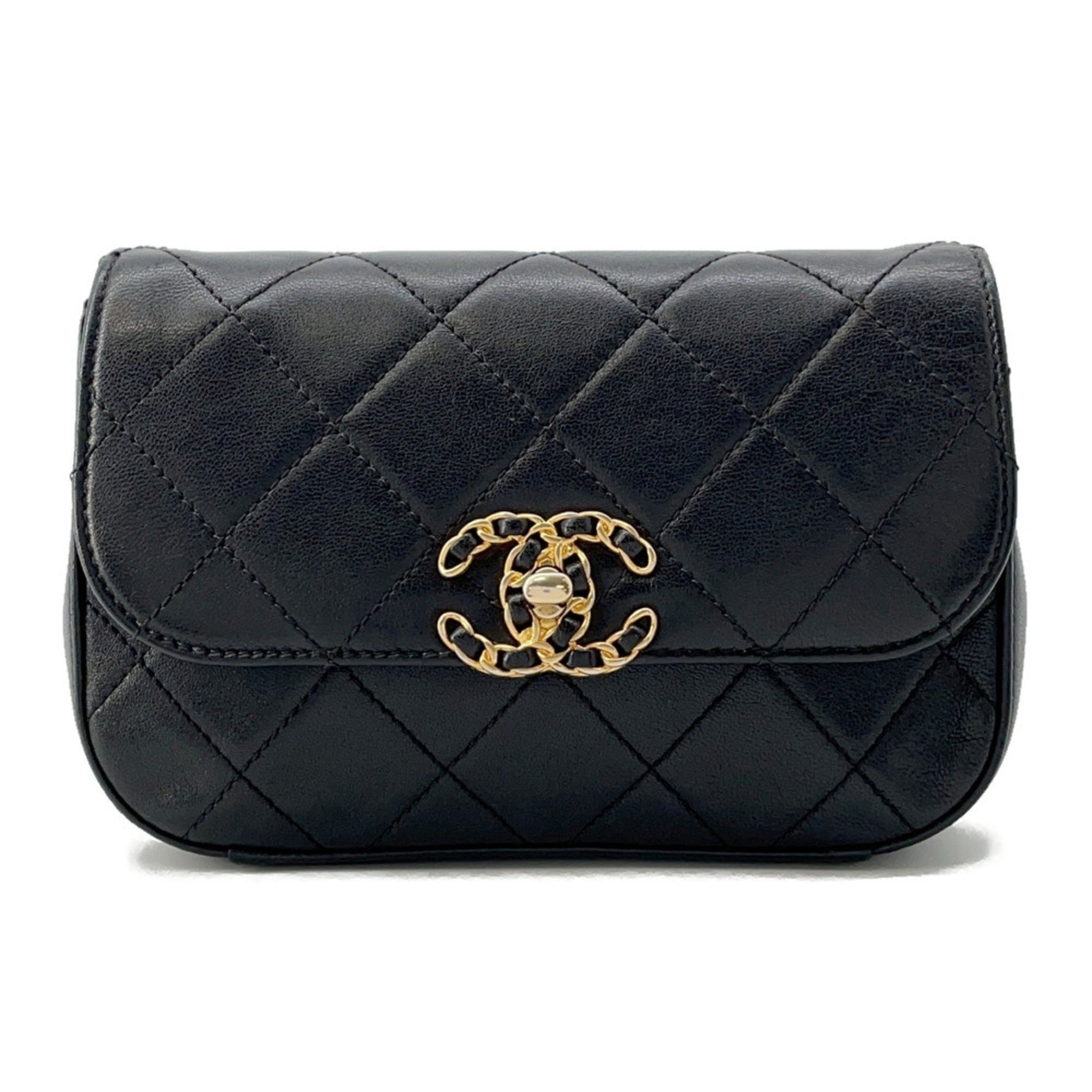 Chanel Waist Bag 19 Matelasse Coco Mark Leather