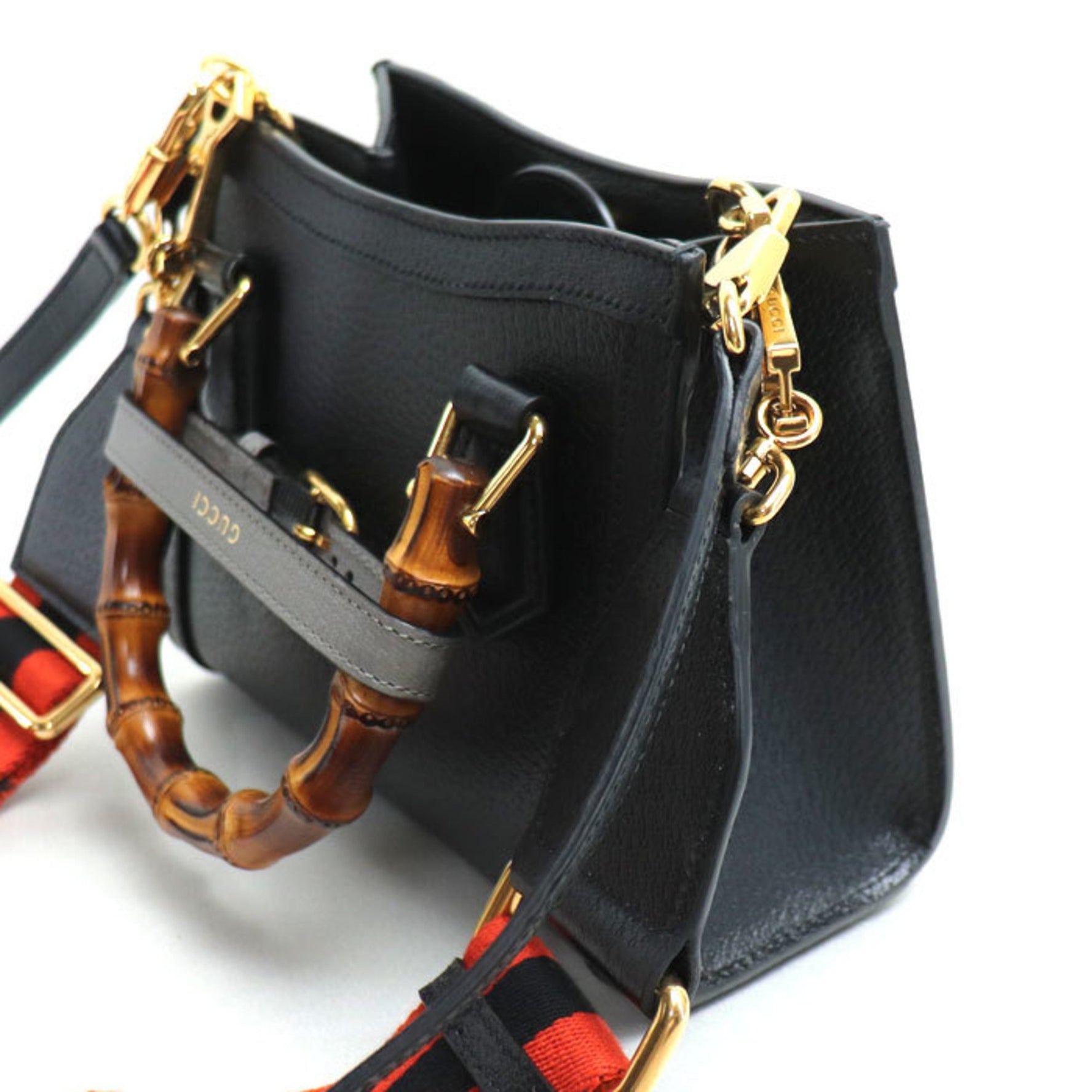 GUCCI Diana Tote 2-Way Shoulder Bag Black U3ZDT 1073 Women's