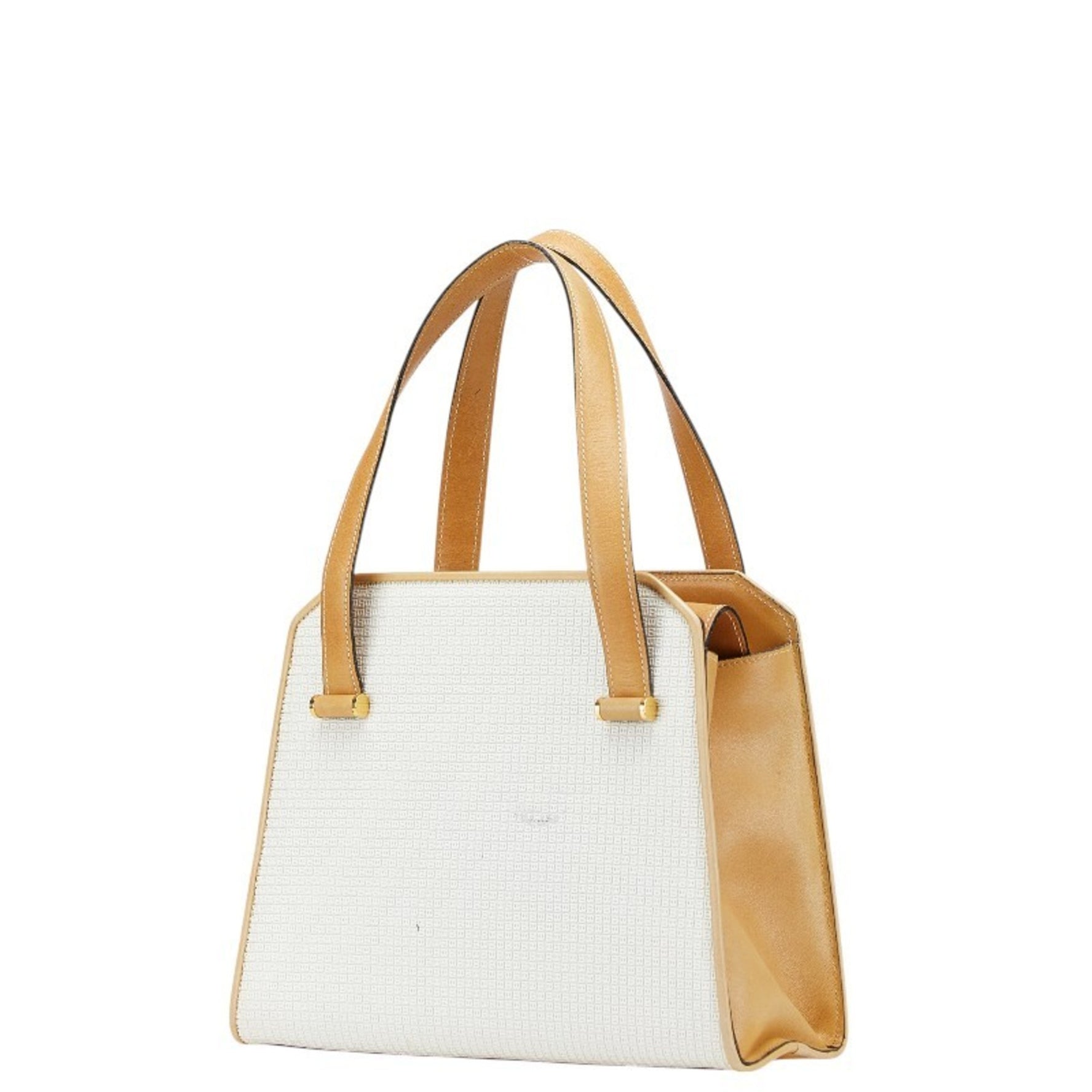 Bally logo handbag in white and brown leather .