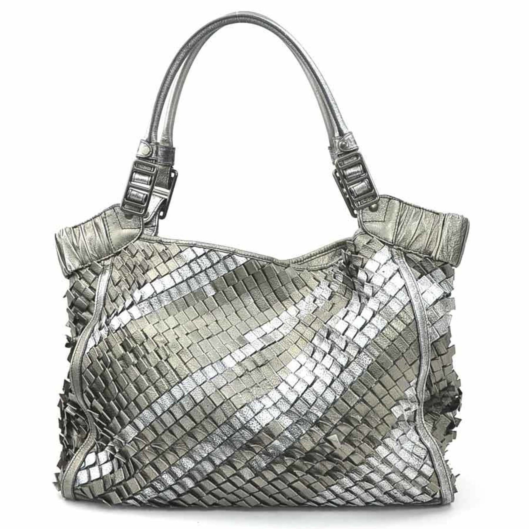 Burberry Men's Metallic Grey Leather Shoulder Bag