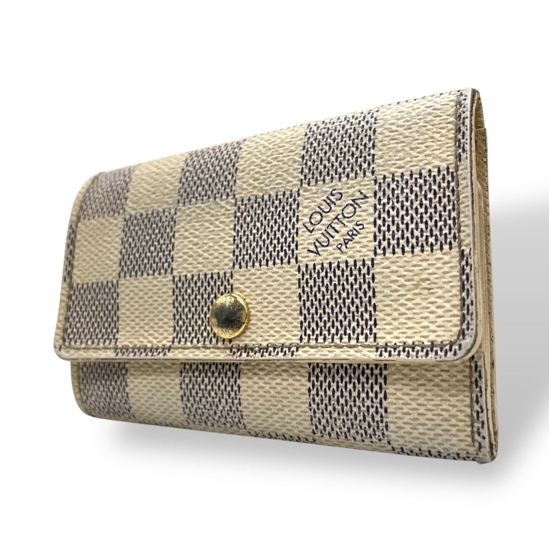 Louis Vuitton 6 Key Holder Damier Azur White Grey Leather with Gold Hardware